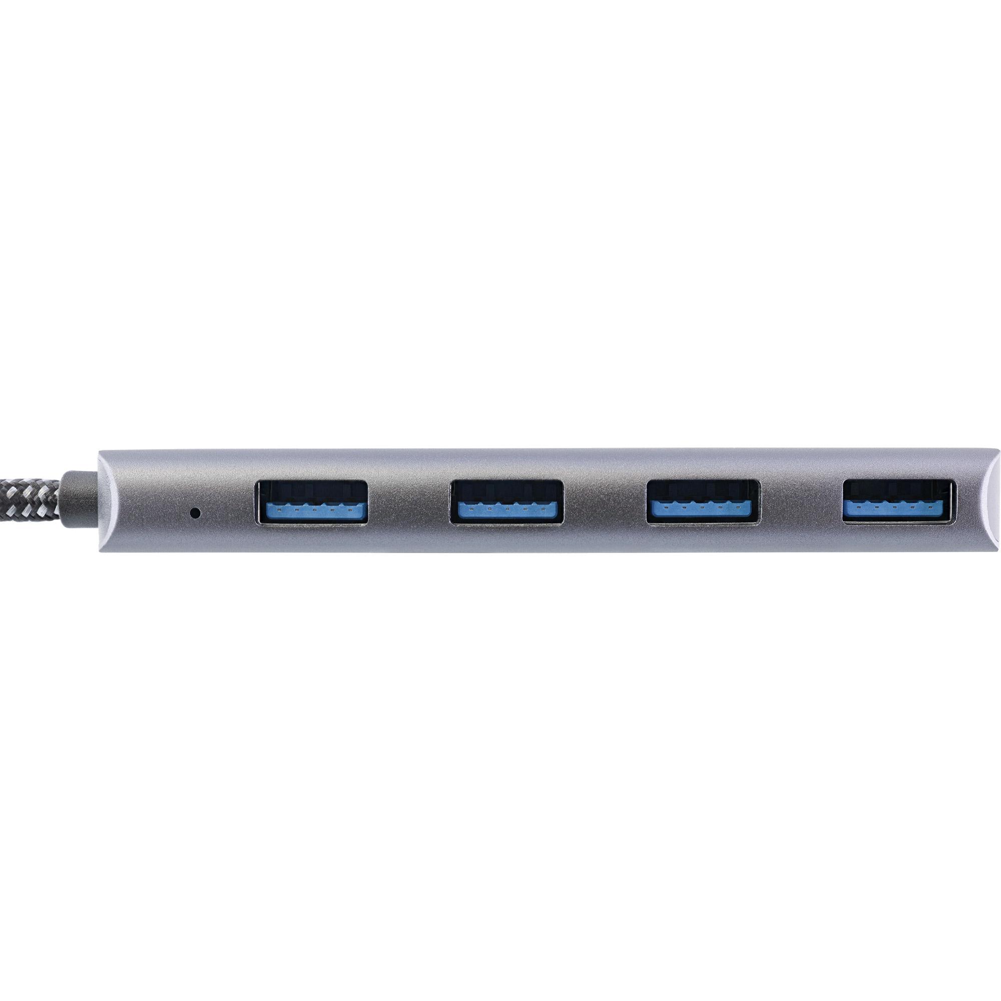 Hub USB 3.2 - da USB-C a 4x USB A 10Gb-s - custodia in metallo - grigio