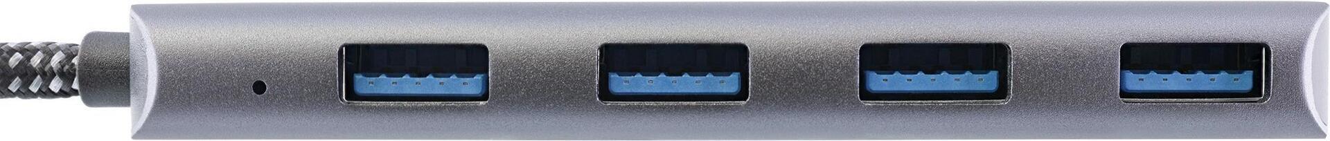 Hub USB 3.2 - da USB-C a 4x USB A 10Gb-s - custodia in metallo - grigio