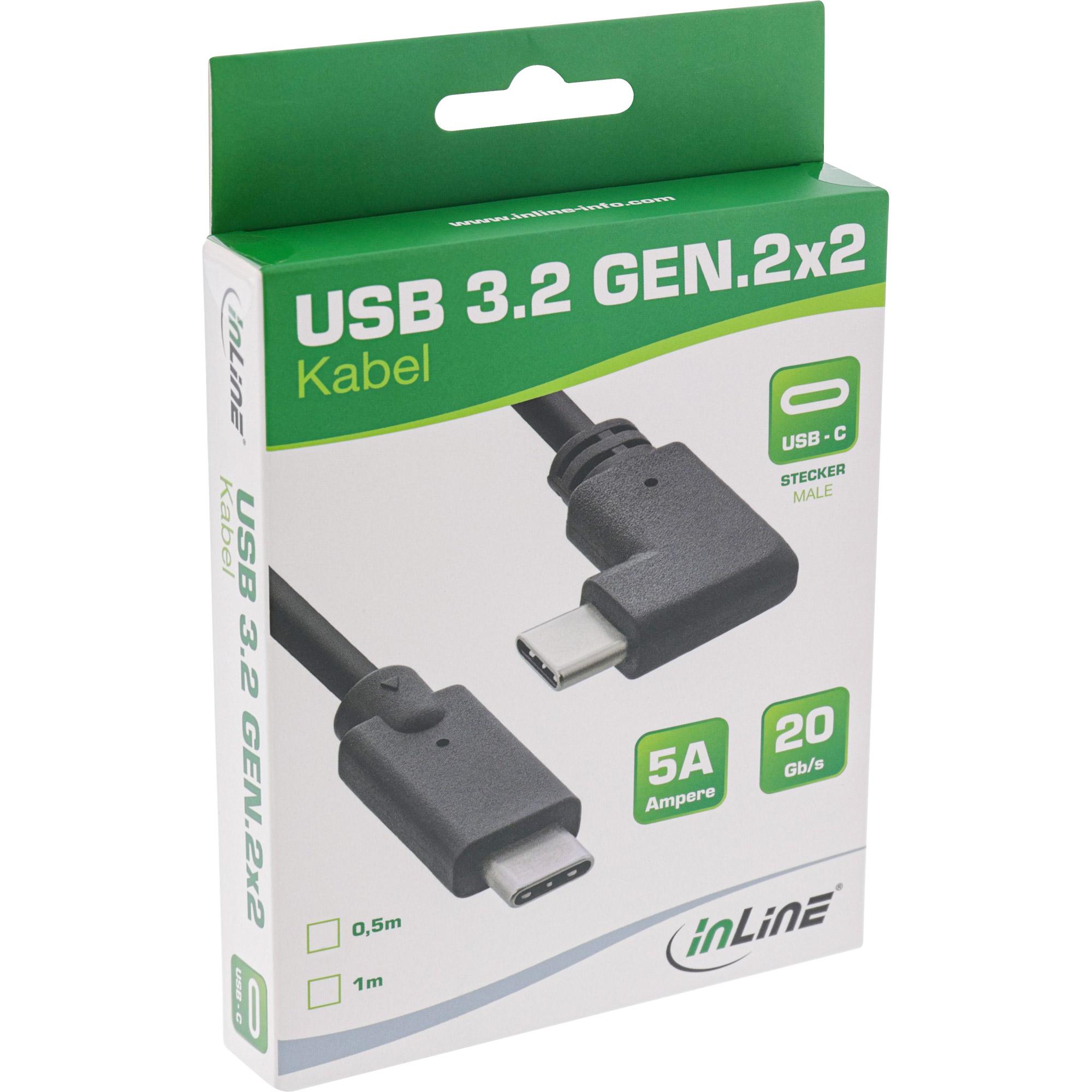 Cavo USB 3.2 Gen.2 - USB-C maschio-maschio angolato - nero - 0,3 m