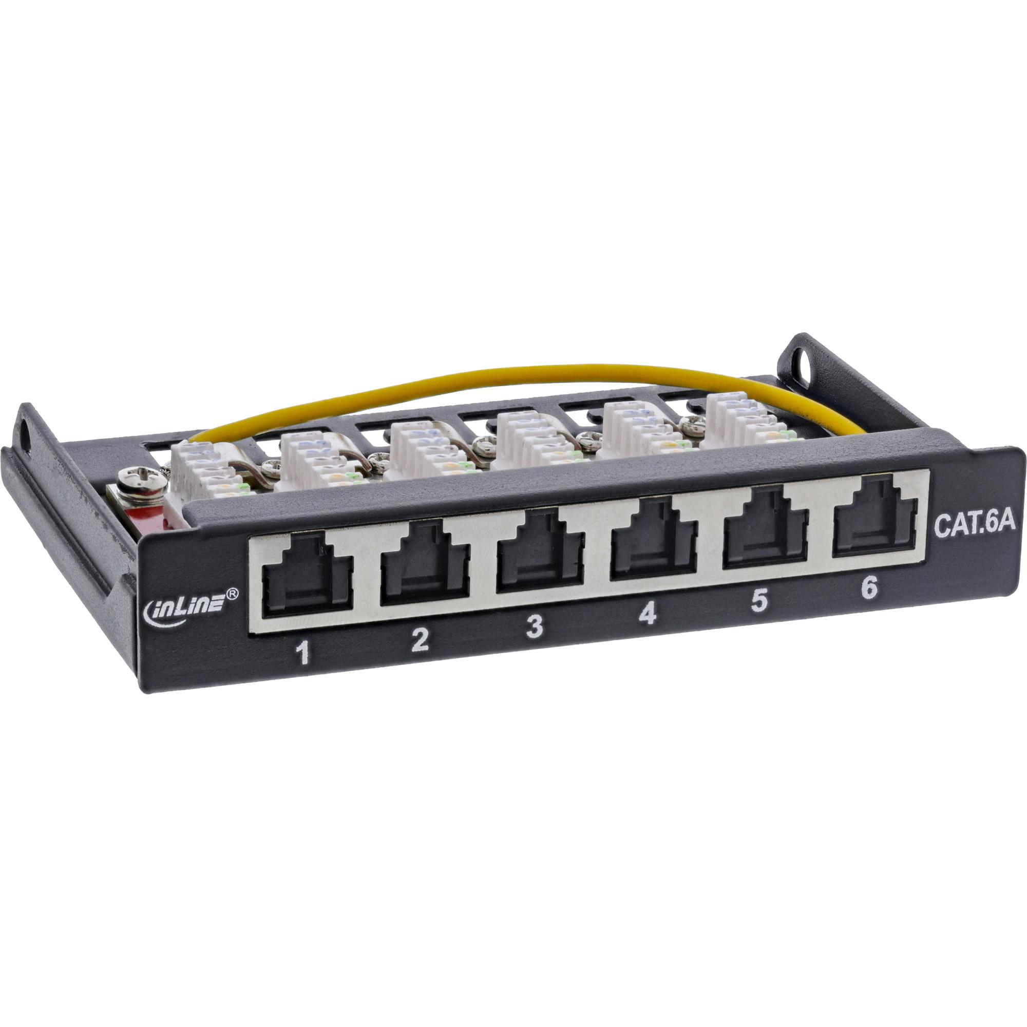 InLine Patch panel Cat.6A 0.5U a 6 vie da tavolo nero