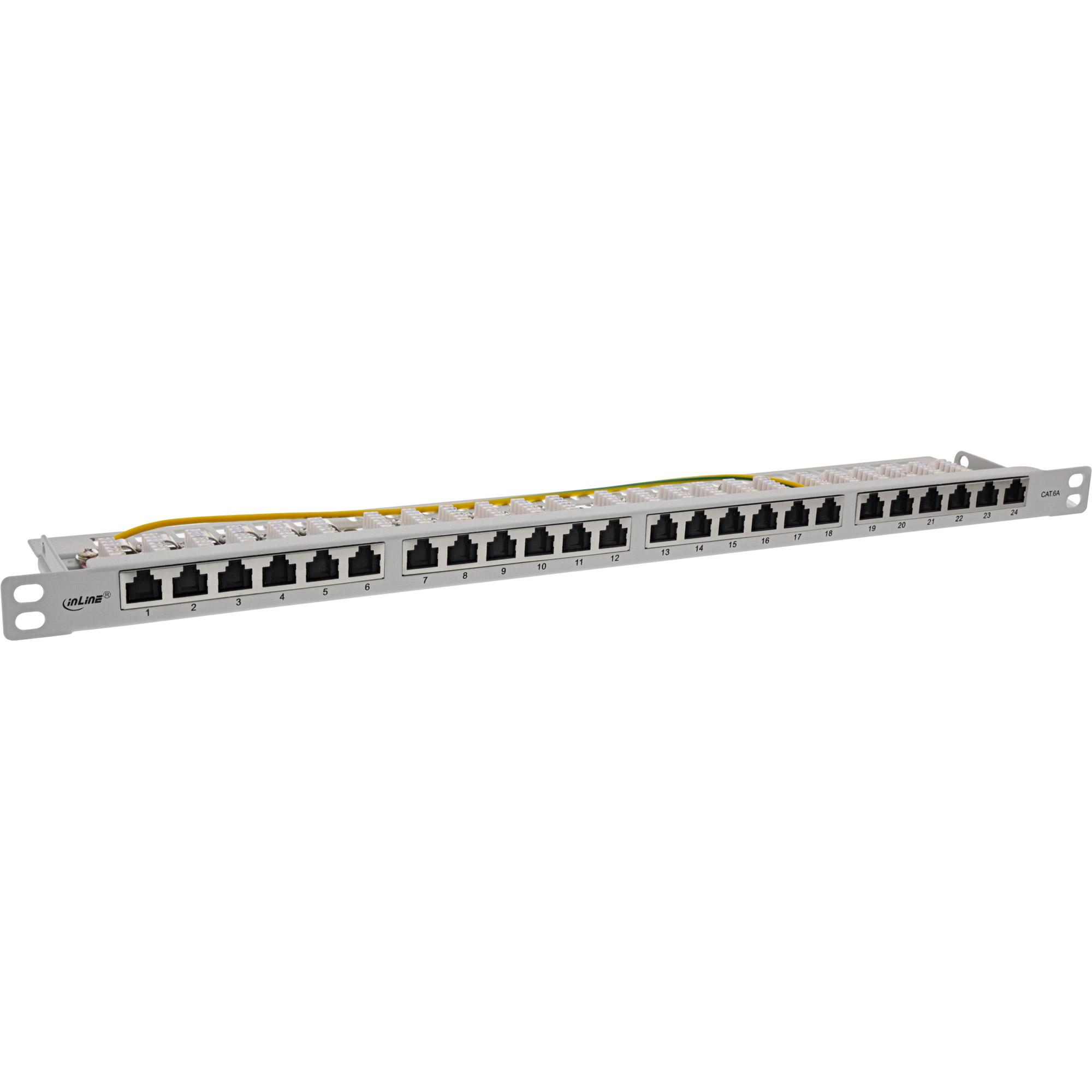 Pannello patch InLine 4830 cm (19") Cat.6A 05U 24 volte con protezione antipolvere grigio (76824L)