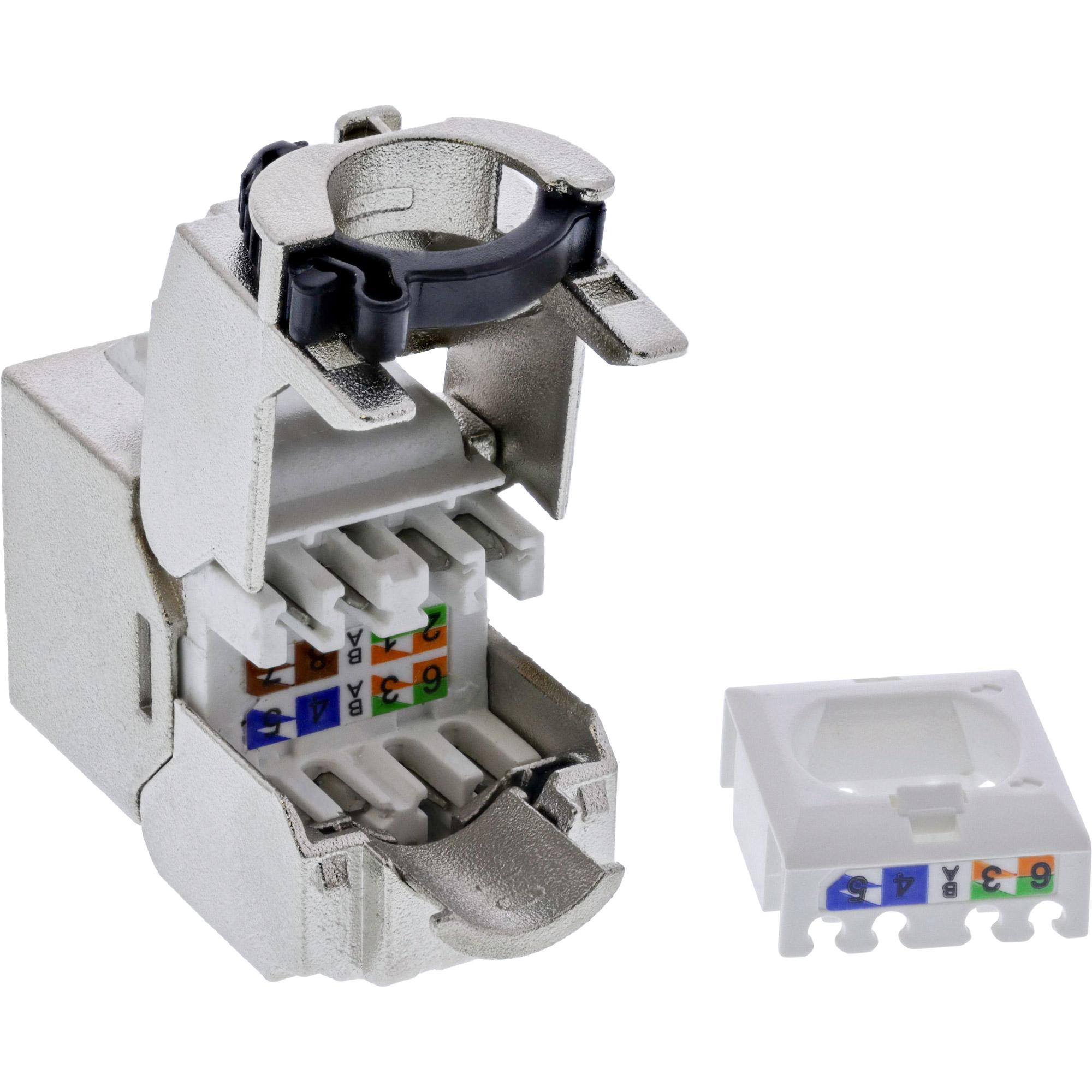 Confezione sfusa da 24 prese InLine Keystone RJ45 Slim SNAP-In Cat.6A fascetta fermacavo integrata (B-76202P)
