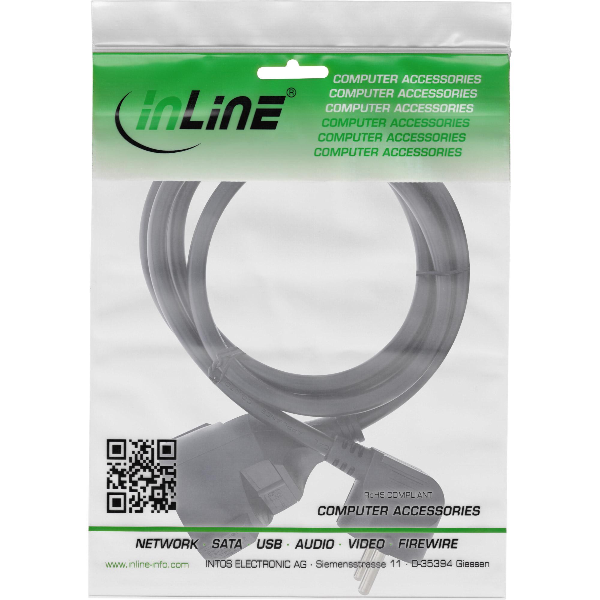 InLine Cavo alimentazione prolunga Sch.ko. angolato CEE-7/7 maschio/femmina 1m