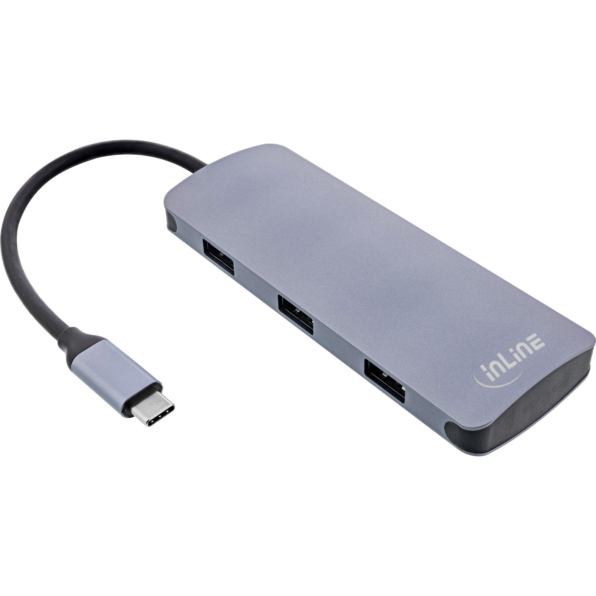 Hub USB 3.2 Gen.2 - 4x USB-C + 3x USB-A - PD 100W - alluminio - grigio
