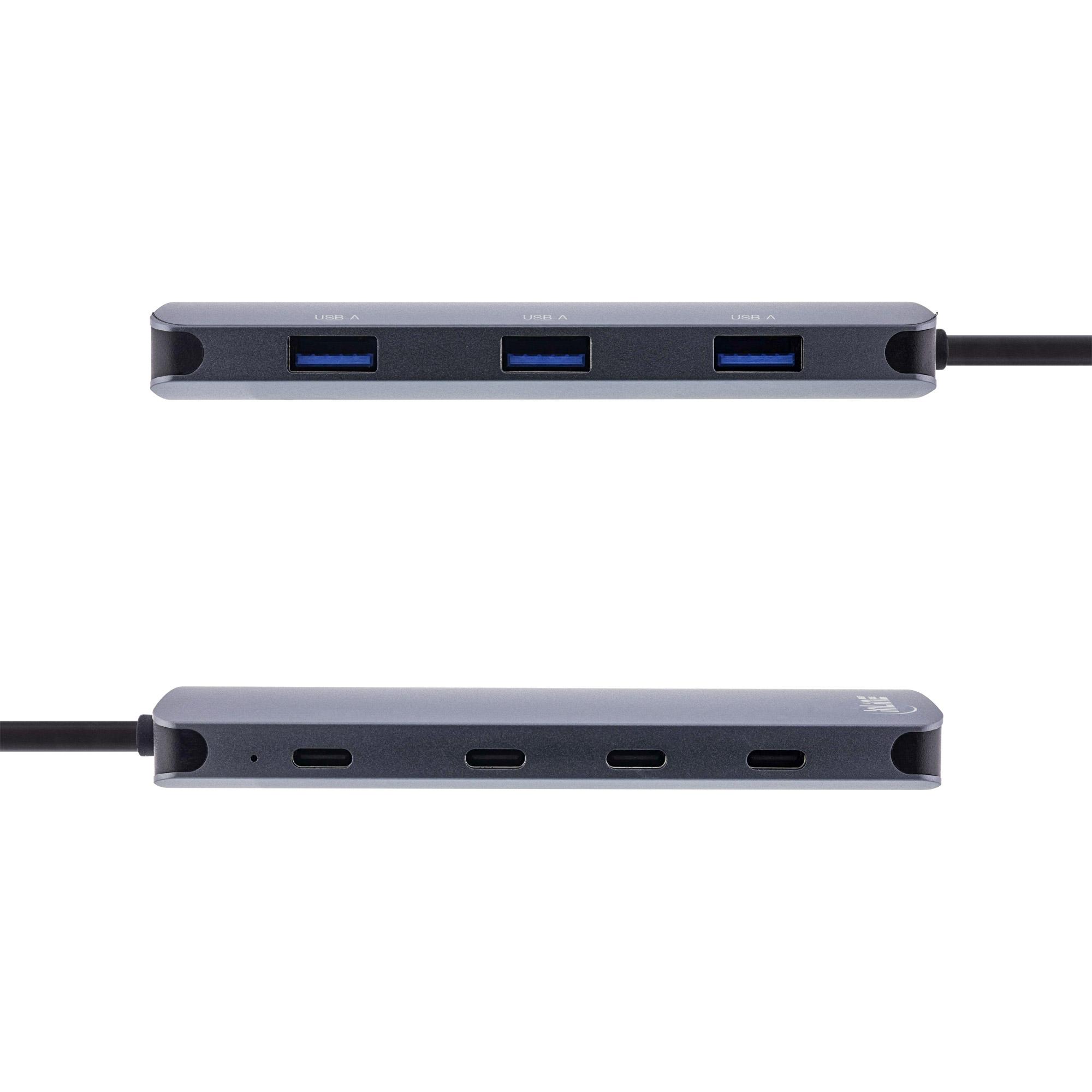 Hub USB 3.2 Gen.2 - 4x USB-C + 3x USB-A - PD 100W - alluminio - grigio