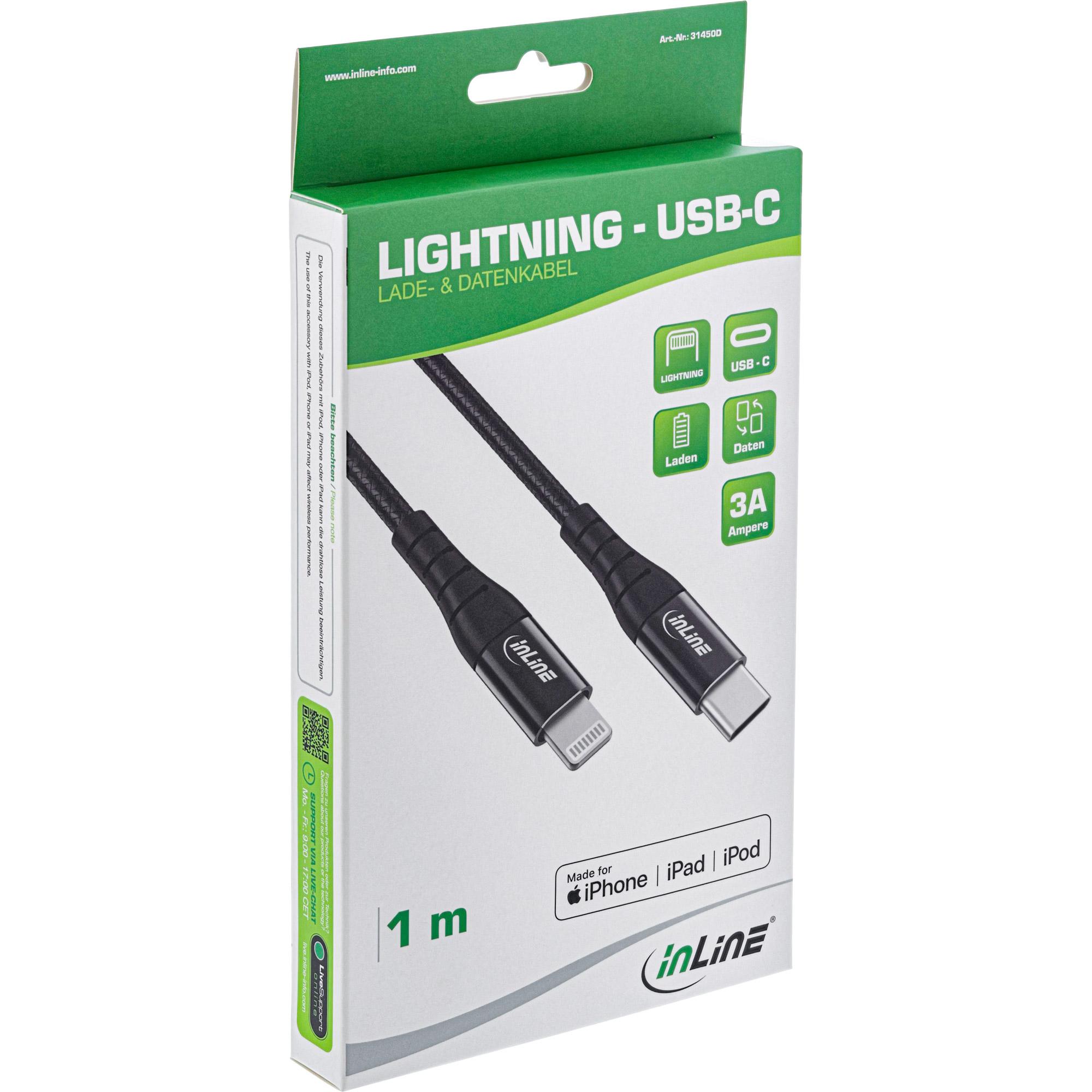 Cavo USB-C Lightning - per iPad - iPhone - iPod - nero-alluminio - 2m MFi