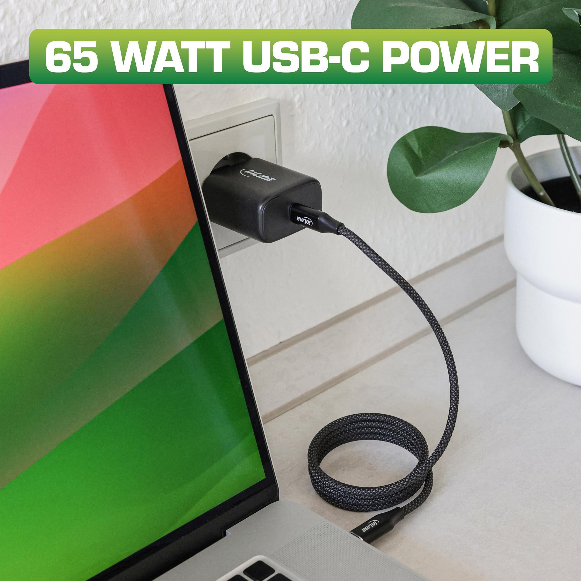 Alimentatore USB PD - caricabatterie GaN - Power Delivery USB-C singolo - 65 W - nero