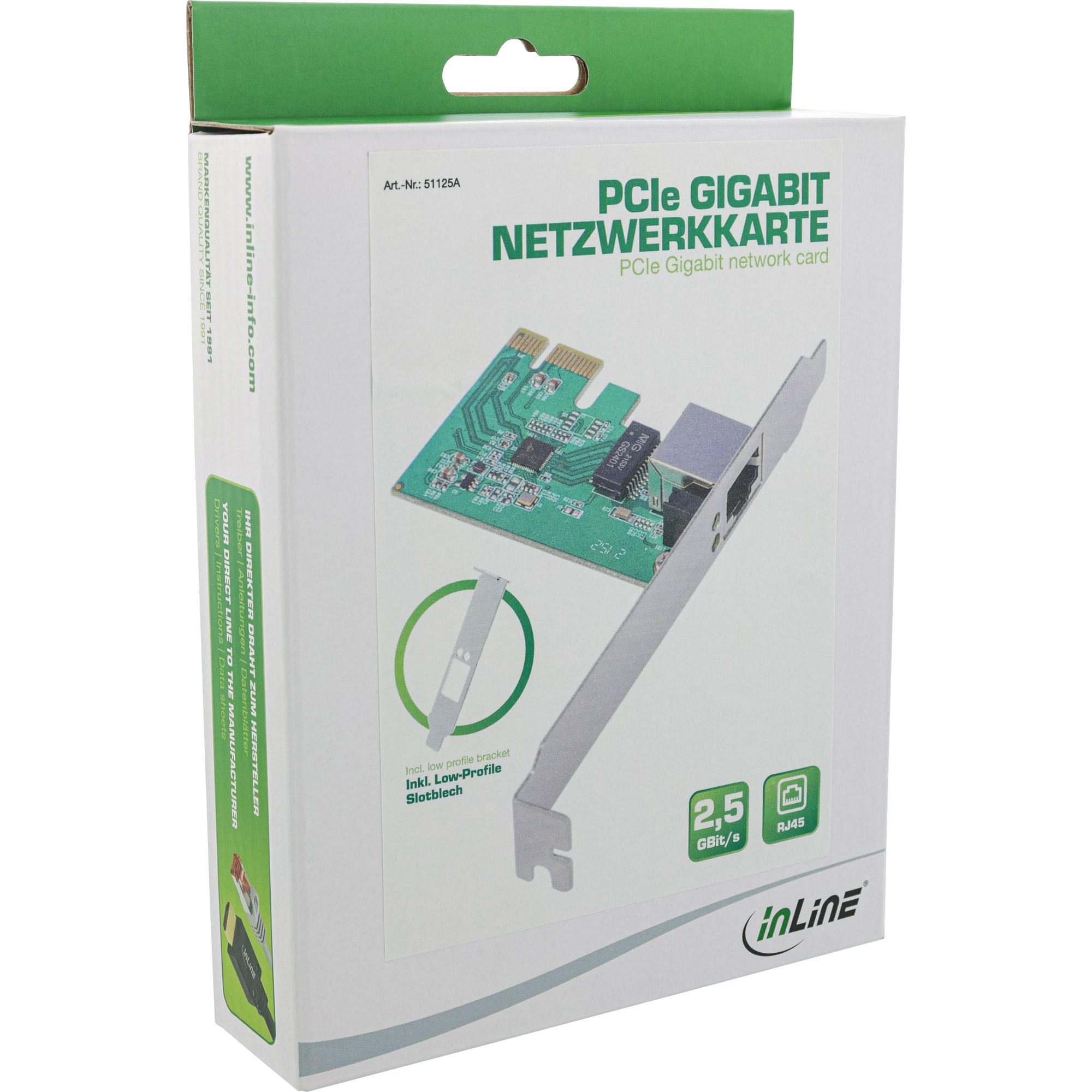 Scheda di rete Gigabit in linea 1x RJ45 2.5GBIT/S PCIE X1 incl. Profilo basso - Scheda di rete - PCI -Express - 2.500 Mbps (511