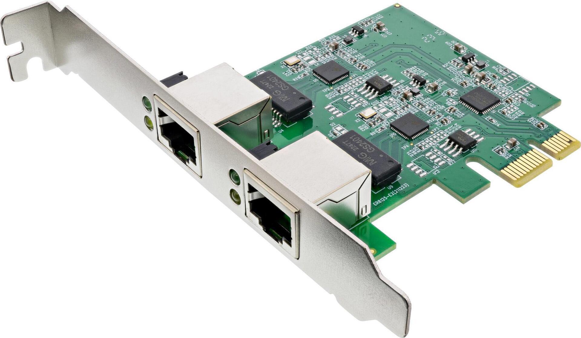 Scheda di rete Gigabit in linea 2x RJ45 2,5 Gbit/S PCIe X1 incl. Profilo basso - Scheda di rete - PCI -Express - 2.500 Mbps (51