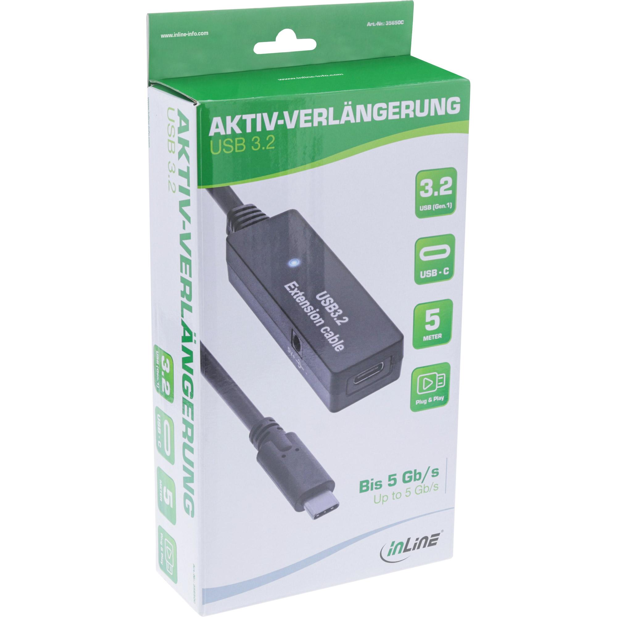 Prolunga attiva USB 3.2 Gen.1 - da USB-C maschio a USB-C femmina - 5 m