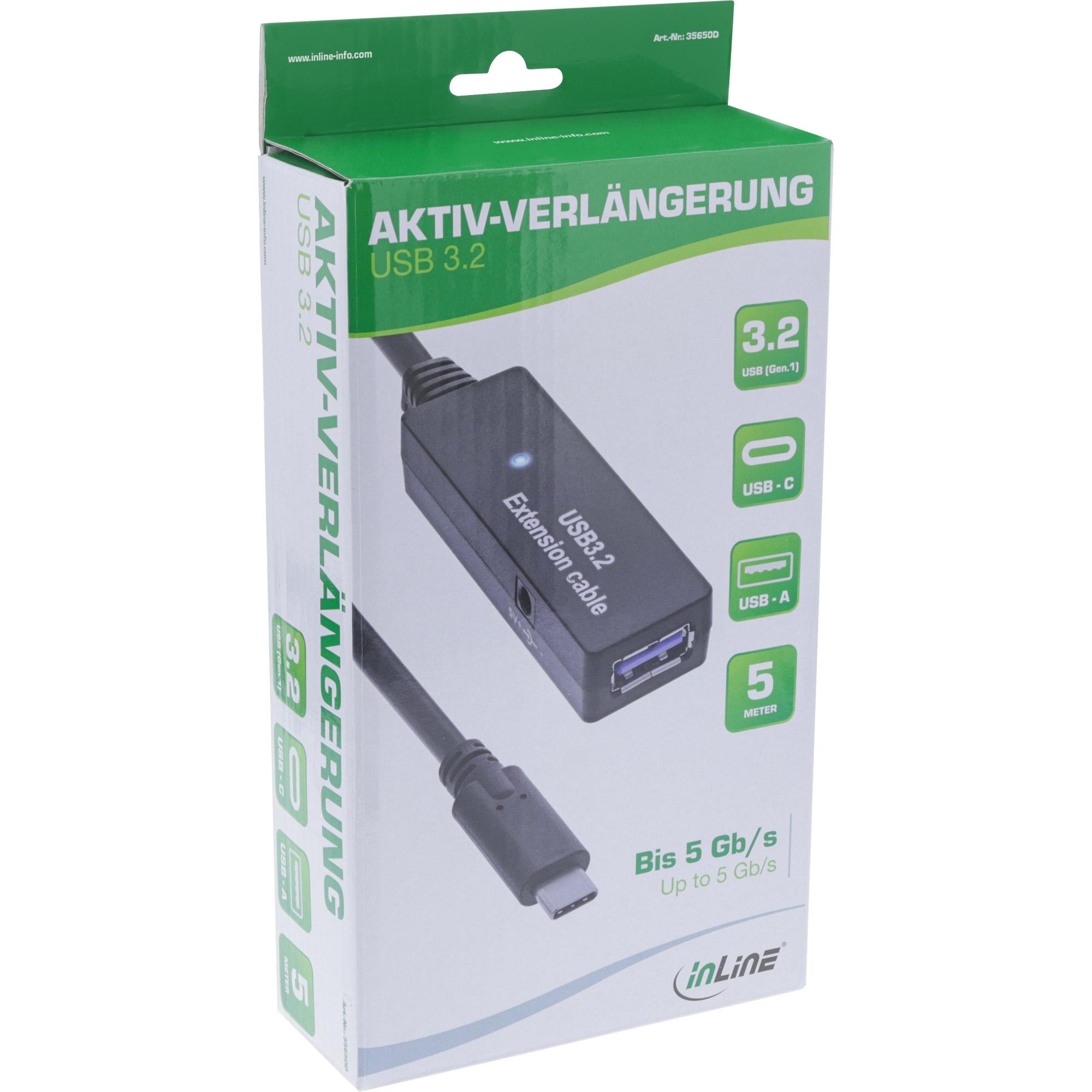 Estensione attiva USB 3.2 Gen.1 - Da spina USB-C a presa USB-A - 5 m