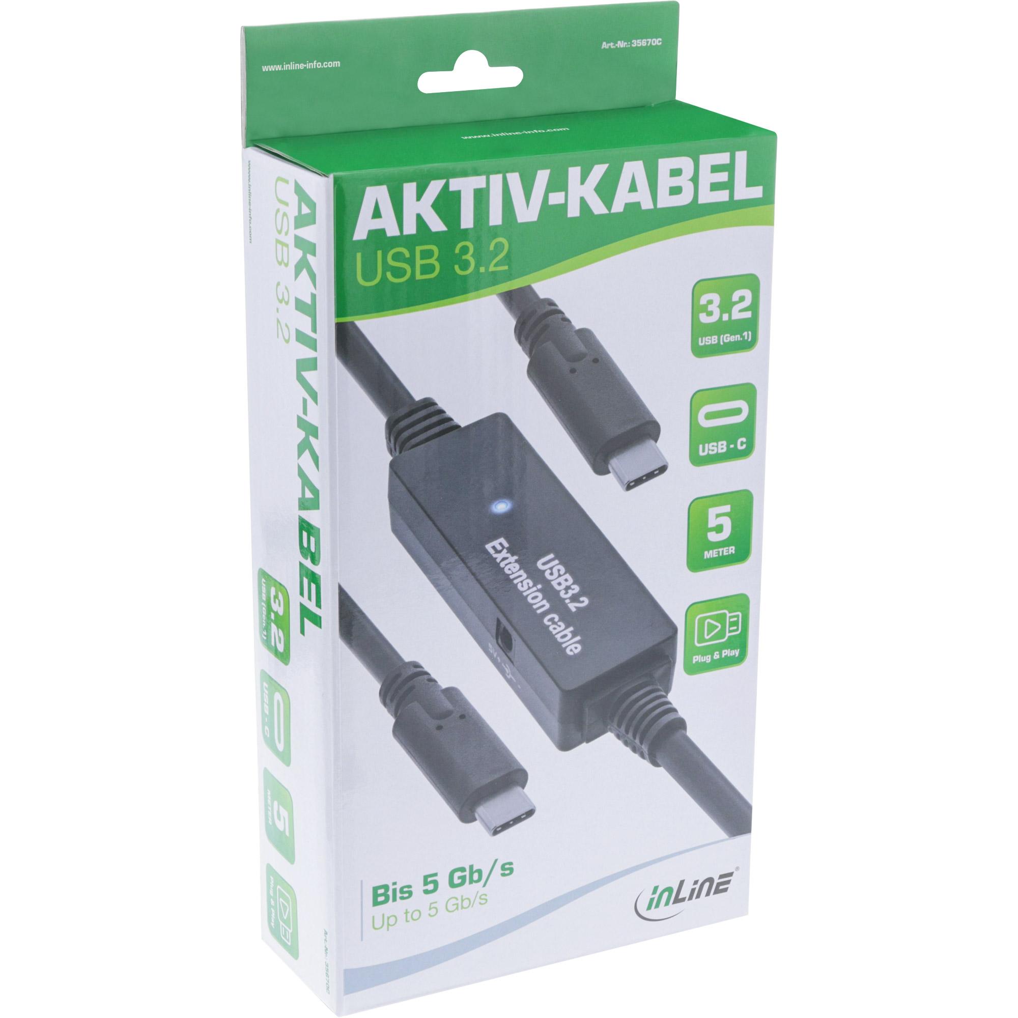 Cavo attivo USB 3.2 Gen.1 - Da spina USB-C a spina USB-C - nero - 5 m
