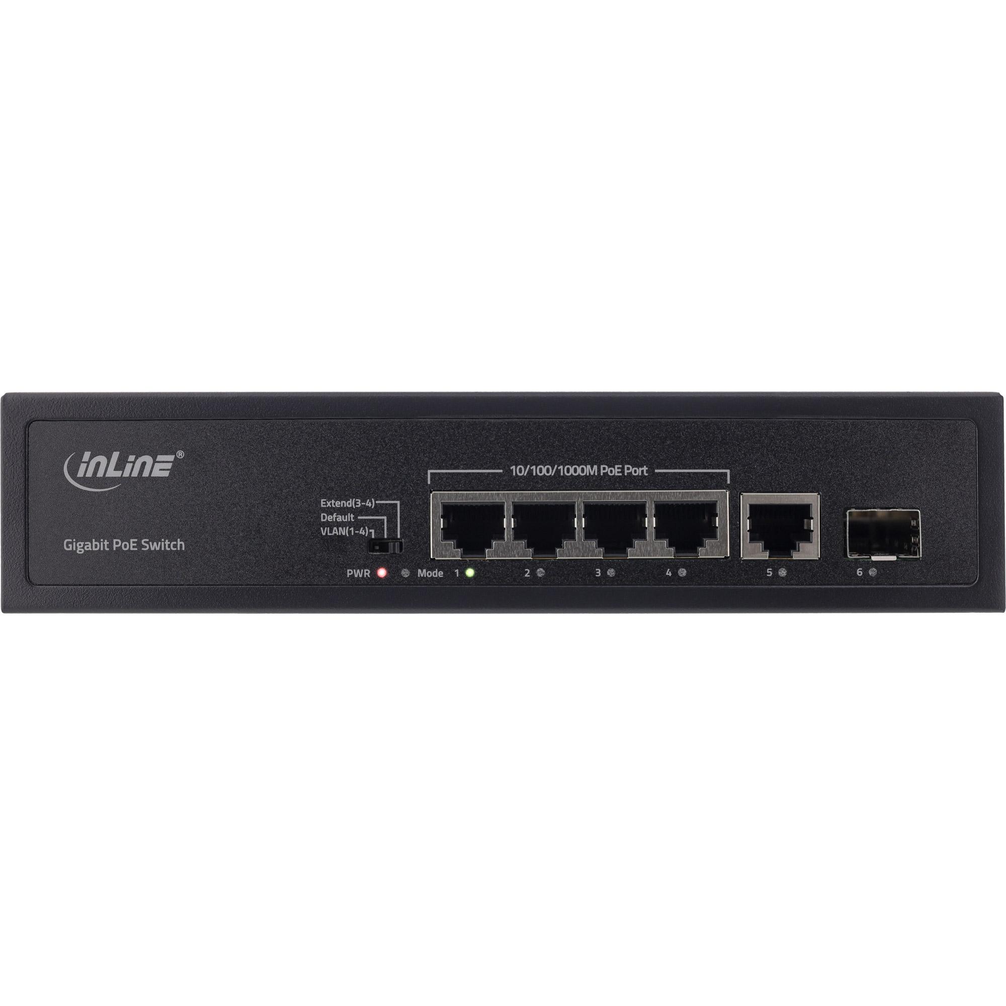 Inline Poe+ gigabit Network Switch 5 porta 4x 1xsfp 1GB/S Desktop Metal - Punto di accesso - 1 Gbps - TCP/IP - Ethernet - Poten