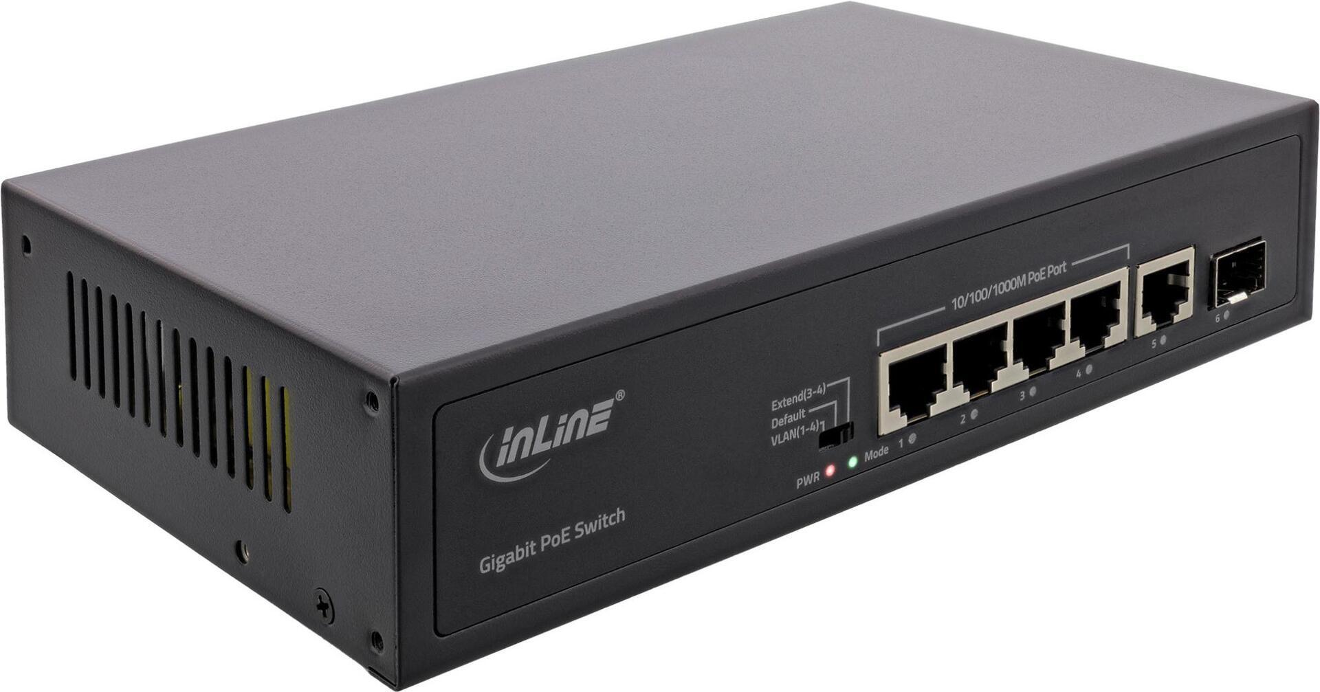 Inline Poe+ gigabit Network Switch 5 porta 4x 1xsfp 1GB/S Desktop Metal - Punto di accesso - 1 Gbps - TCP/IP - Ethernet - Poten