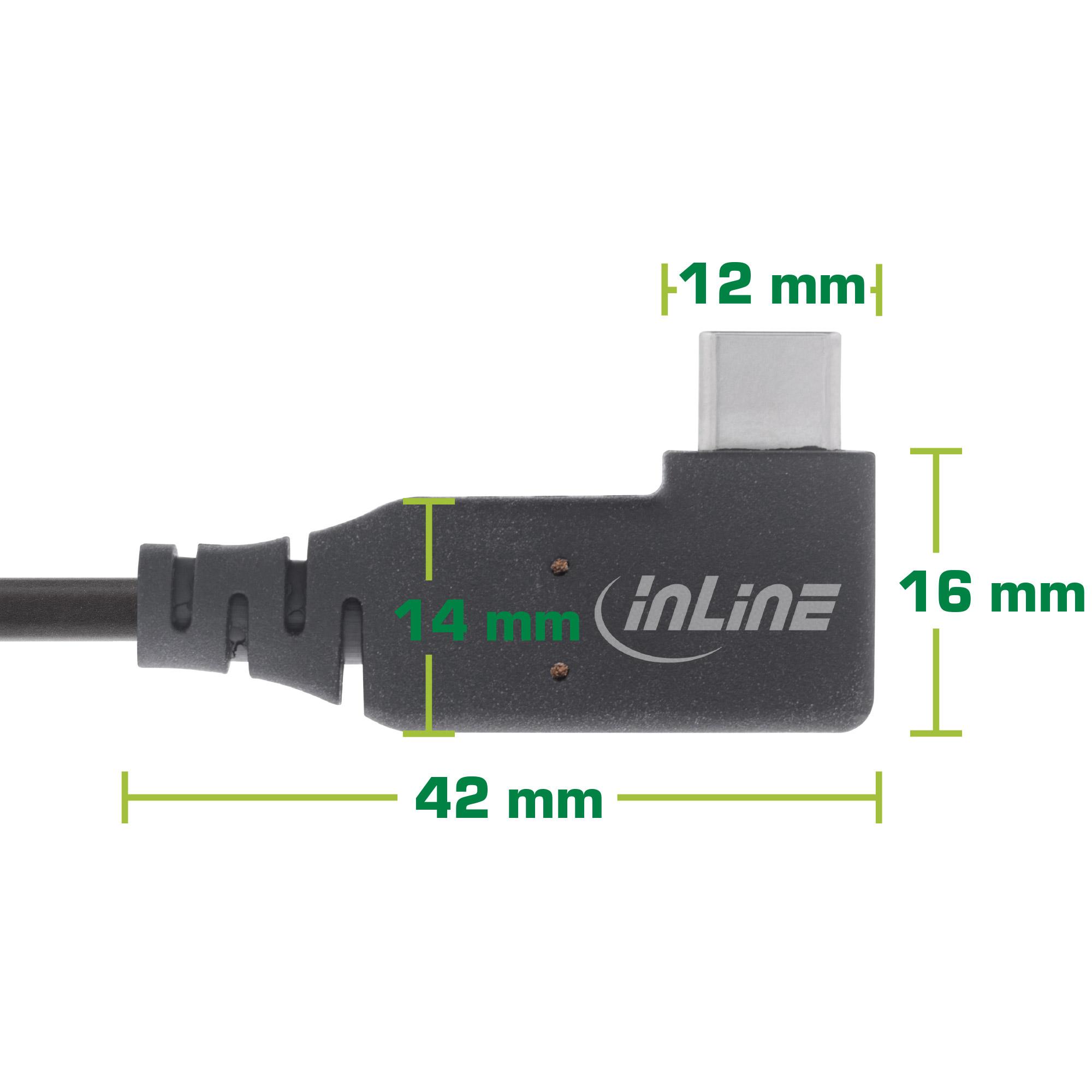 Cavo USB4 - USB-C angolato su un lato - PD 240W 8K60Hz - TPE nero - 0,5m