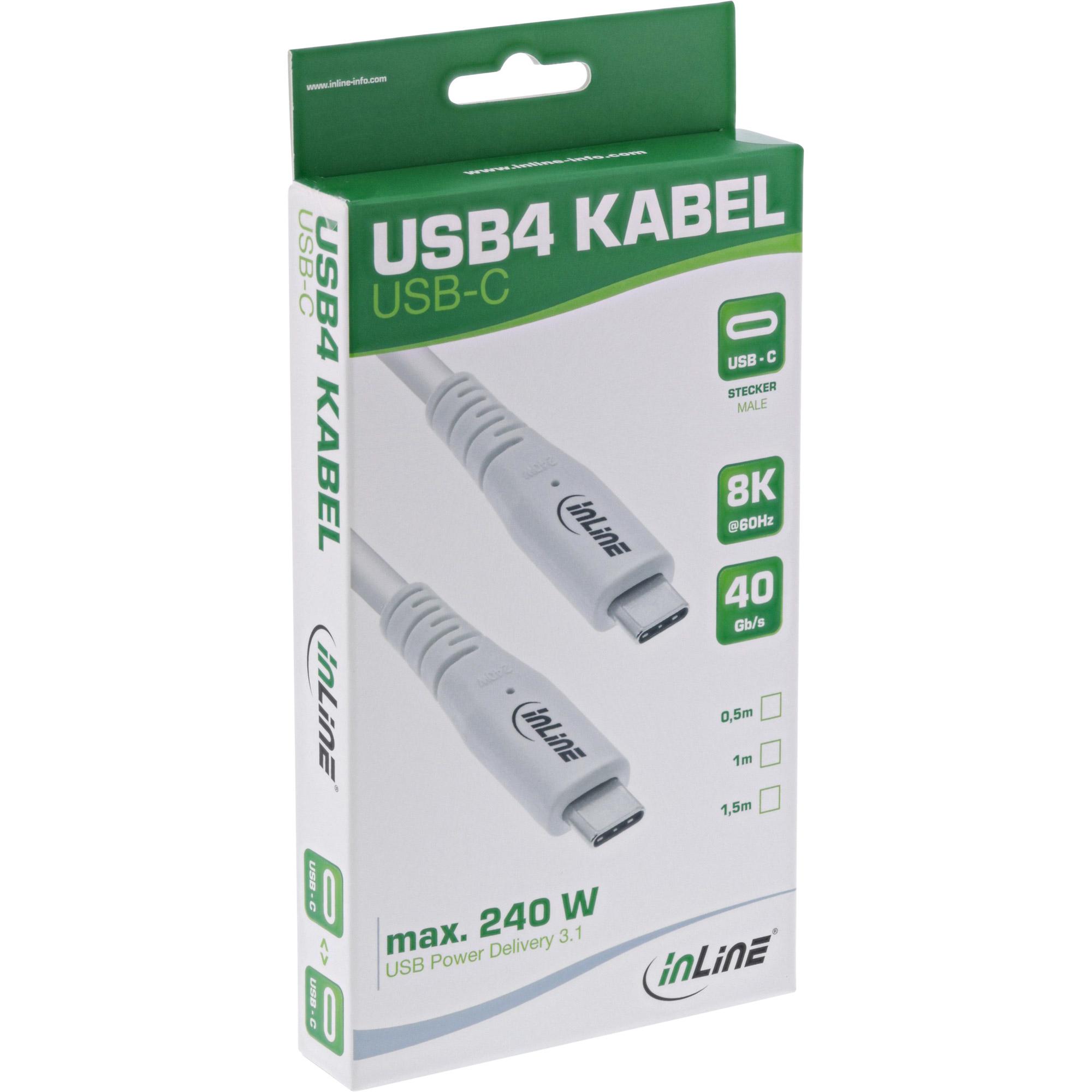 Cavo USB4 - USB-C maschio-maschio - PD 240W - 8K60Hz - TPE - bianco - 2m