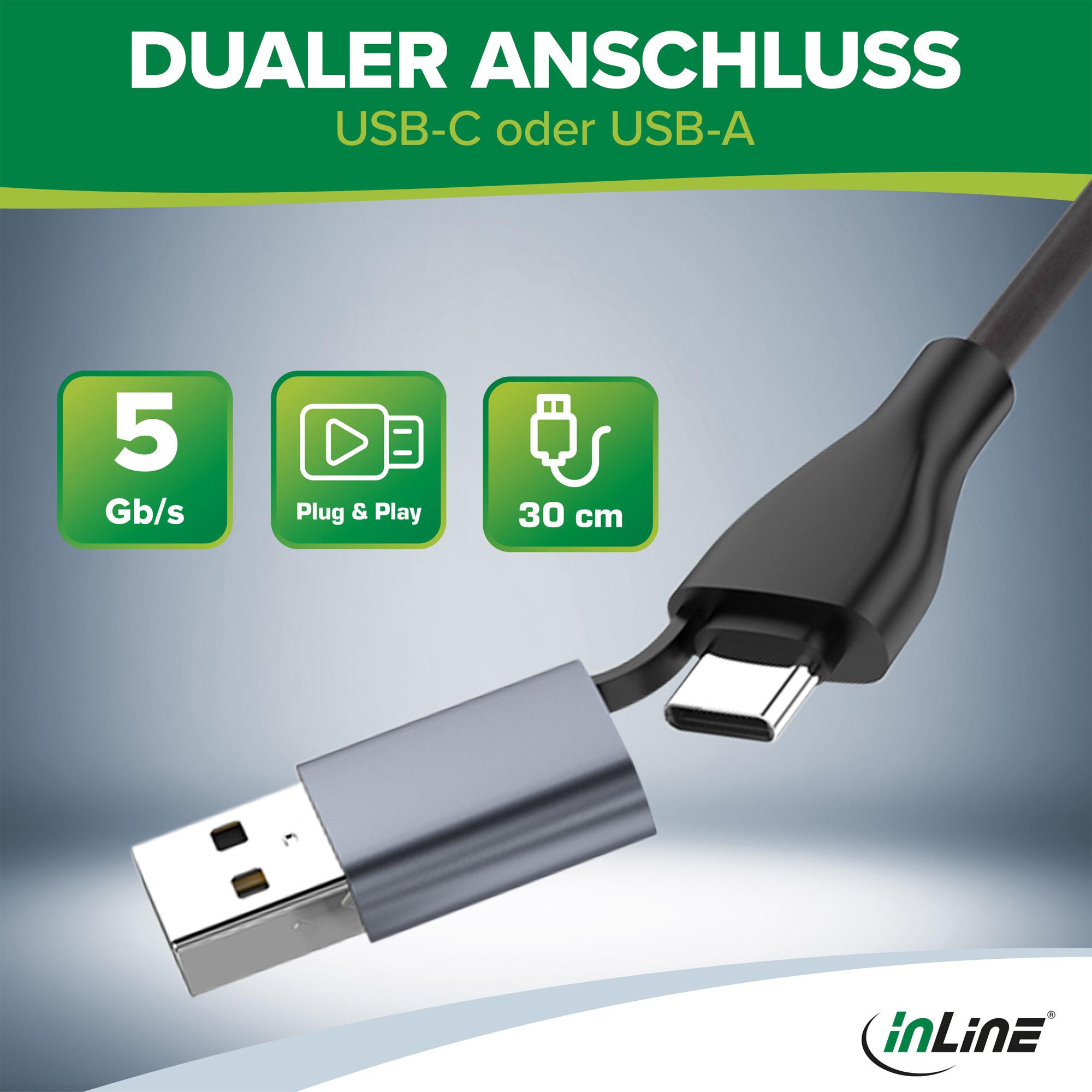 Hub lettore di schede multiplo USB 3.2 - SD-TF-MS-XD-CF - 3 porte USB-A - Doppio