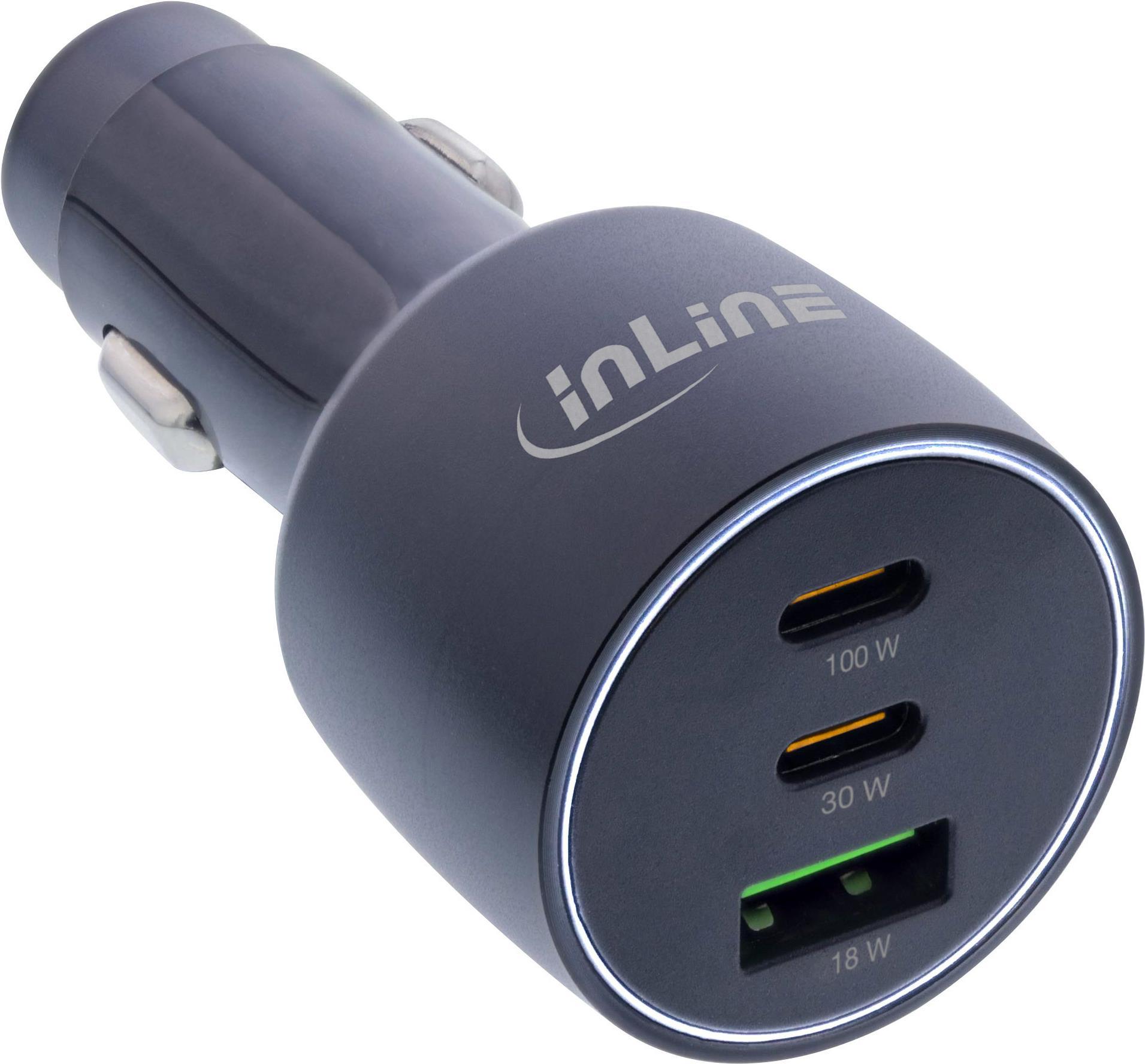 Adattatore di alimentazione USB per auto Power Delivery - 2x USB-C + QC 3.0 USB-A - nero
