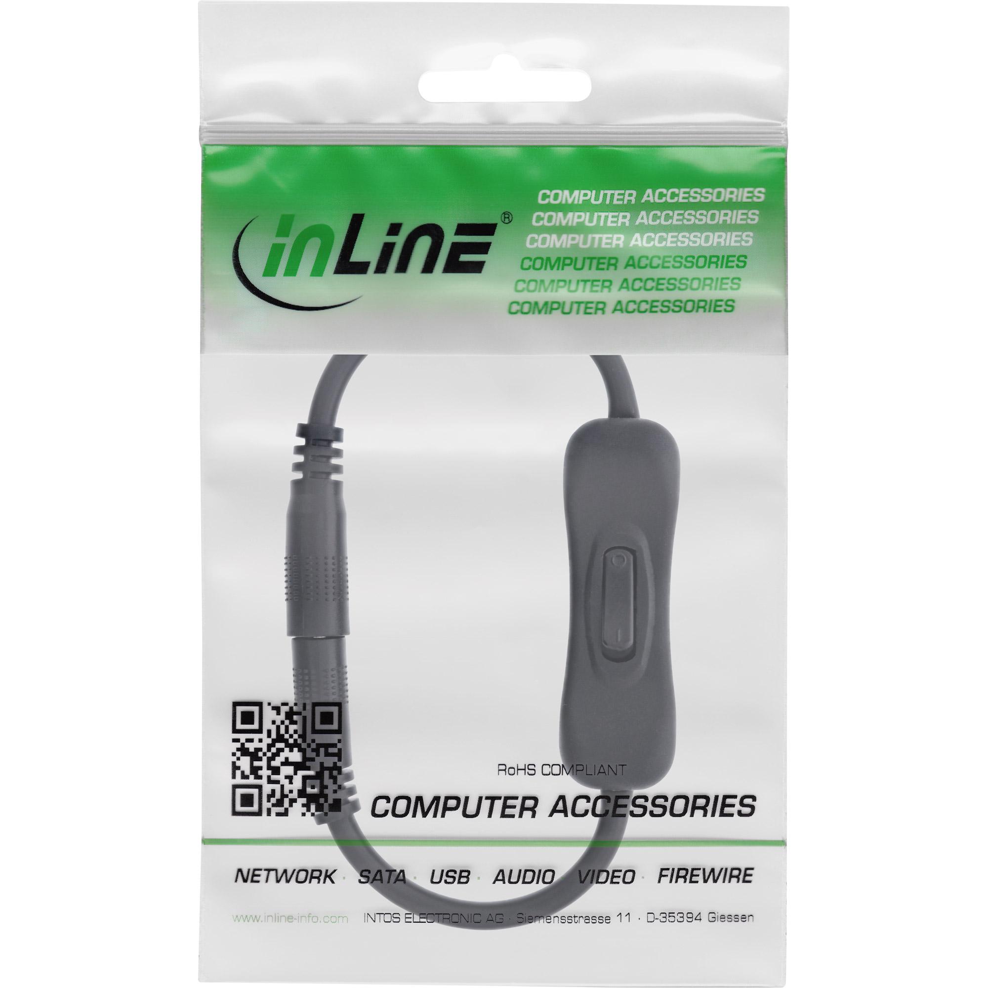 Cavo DC con interruttore - DC ST-BU 3,5x1,35mm - AWG 18 - nero - 0,20m