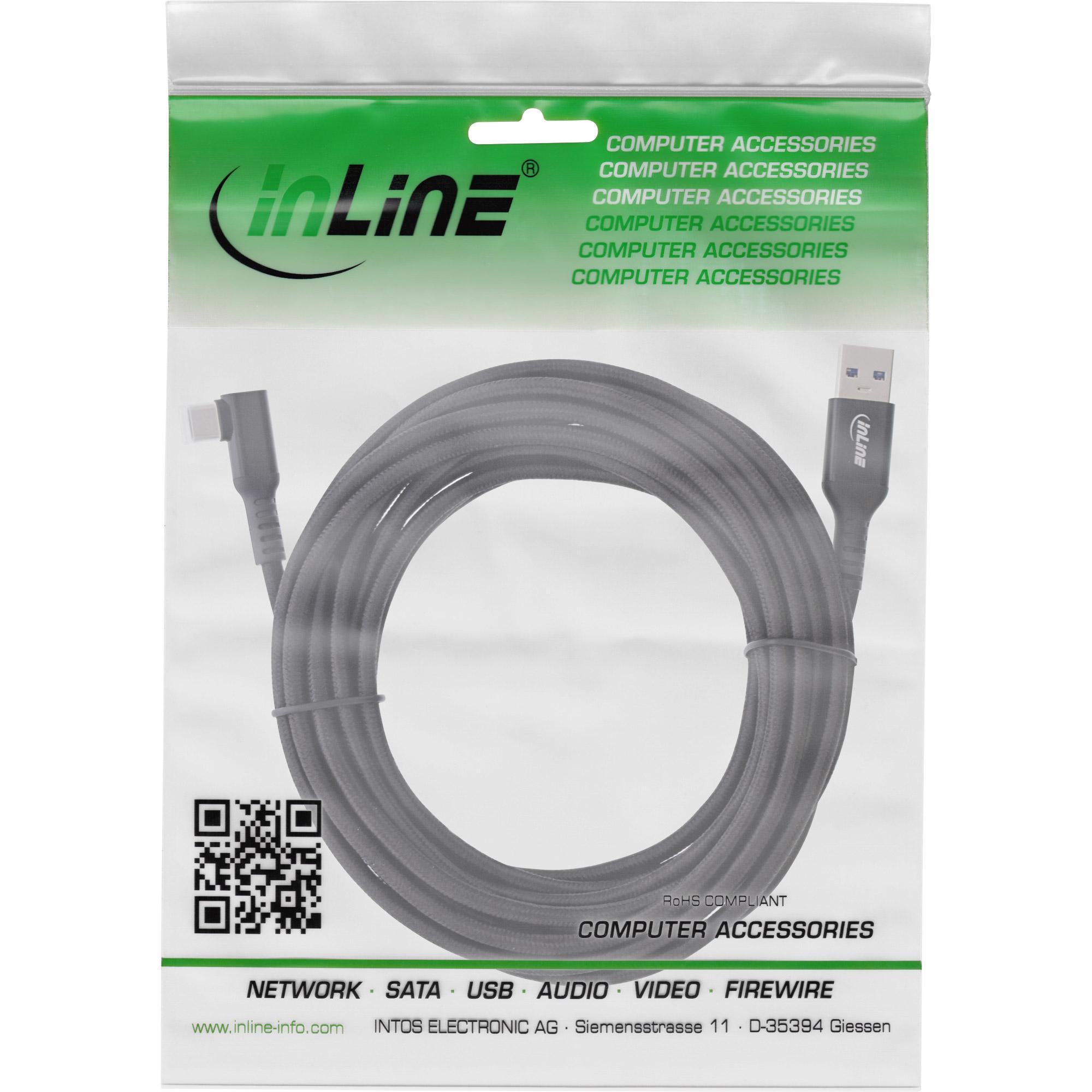 Cavo USB 3.2 Gen.1 - USB-C St angolato - USB-A St per VR - nero - 5 m - 5 m - USB C - USB A - USB 3.2