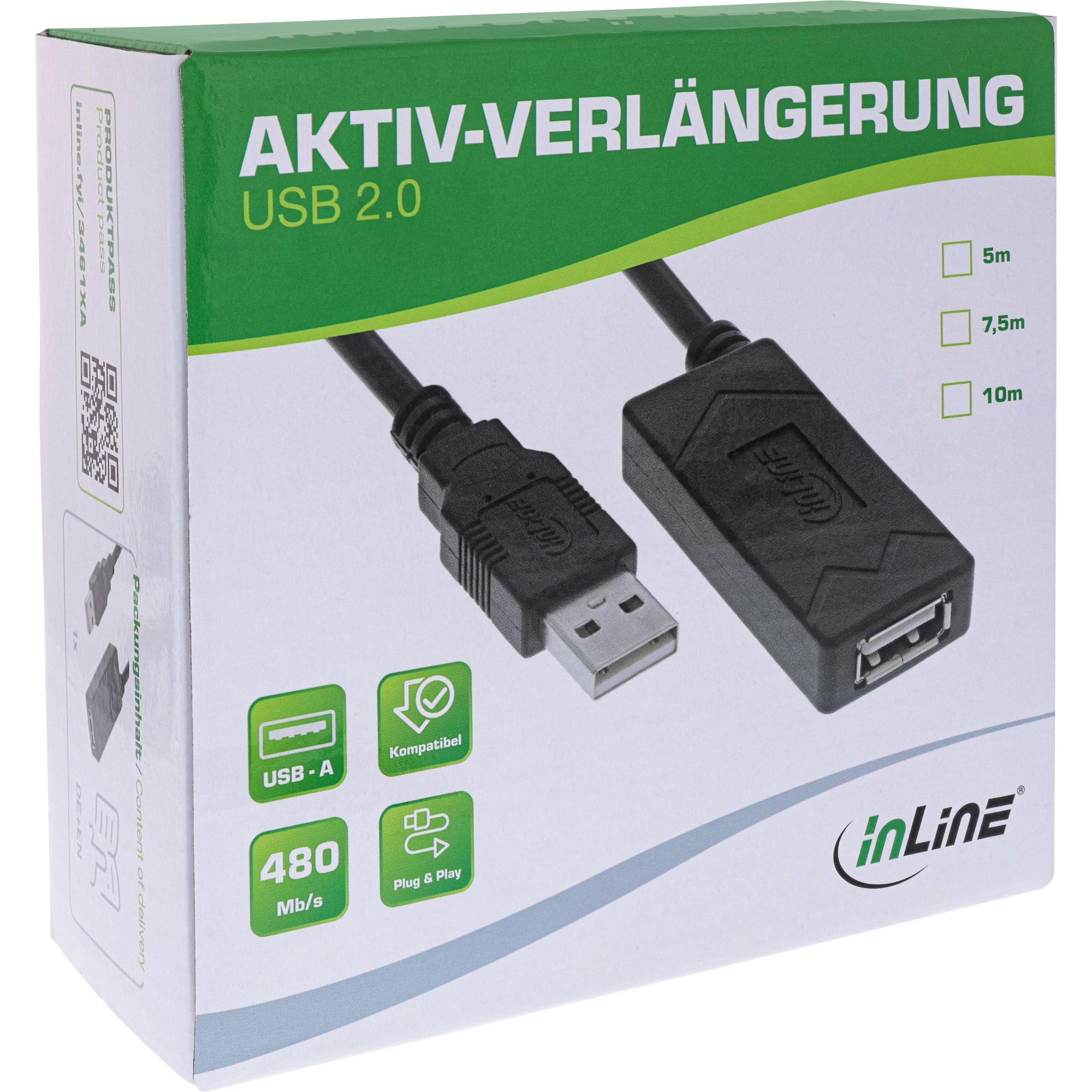 Prolunga attiva USB 2.0 - USB-A maschio-femmina - 12,5 m
