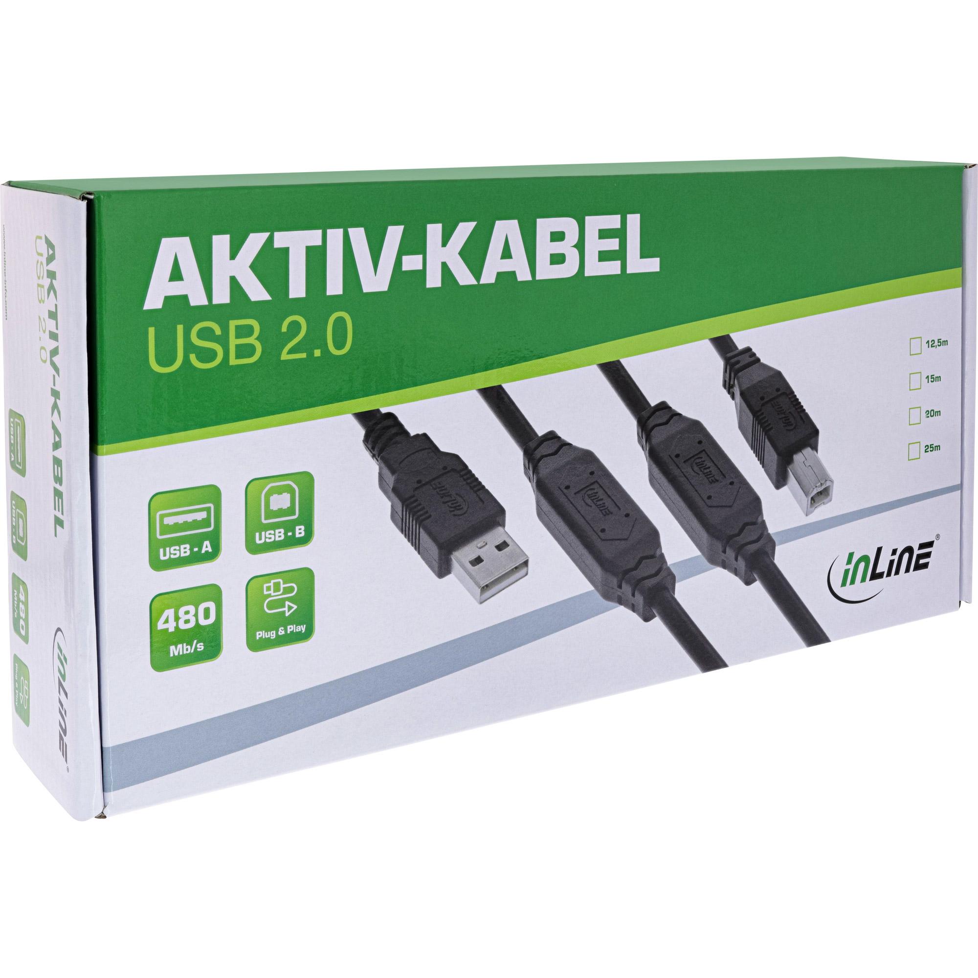 Cavo attivo USB 2.0 - da spina USB-A a spina USB-B - 20 m