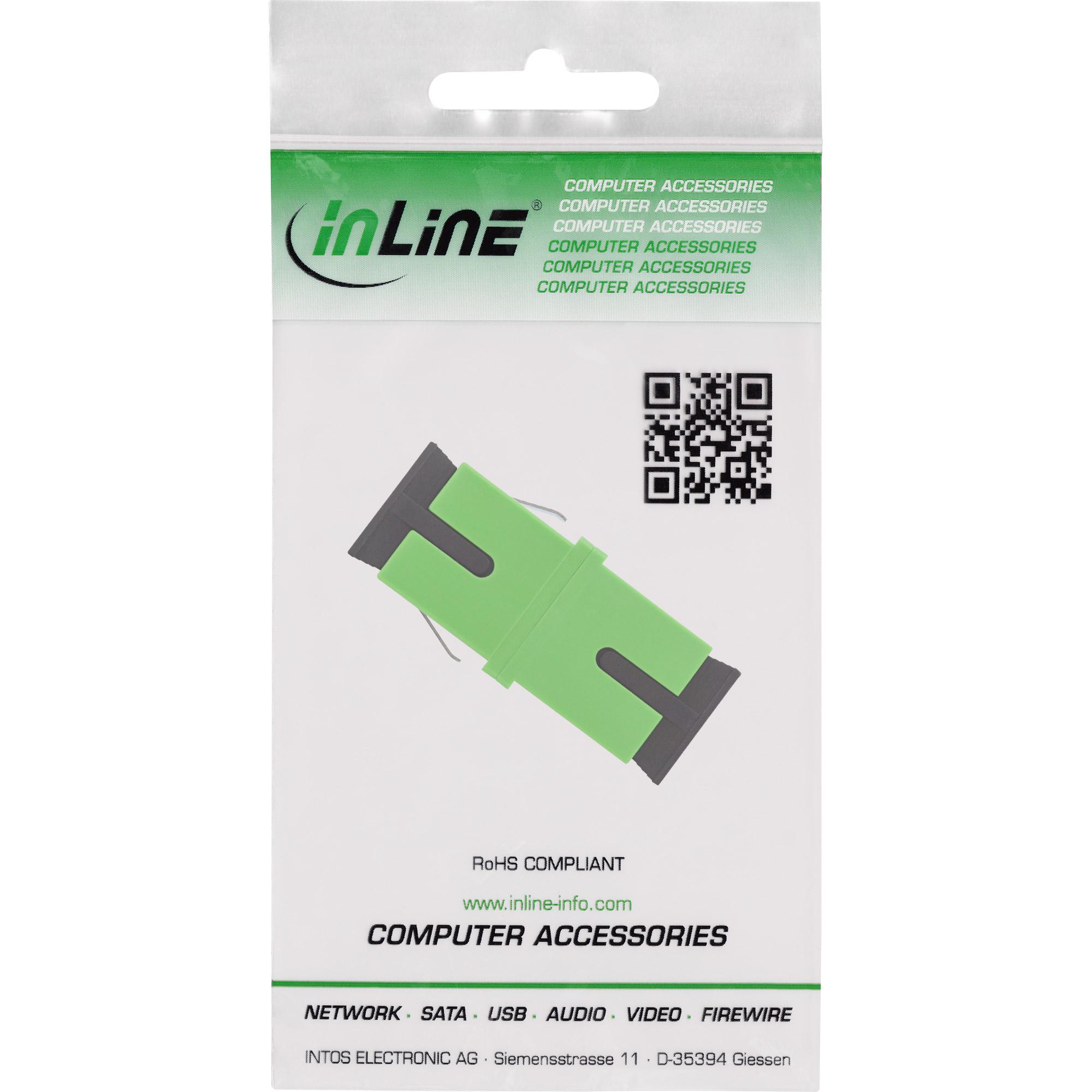 Giunto per fibra ottica - simplex SC-SC - SM - manicotto in ceramica - con otturatore interno - verde - SC - gr