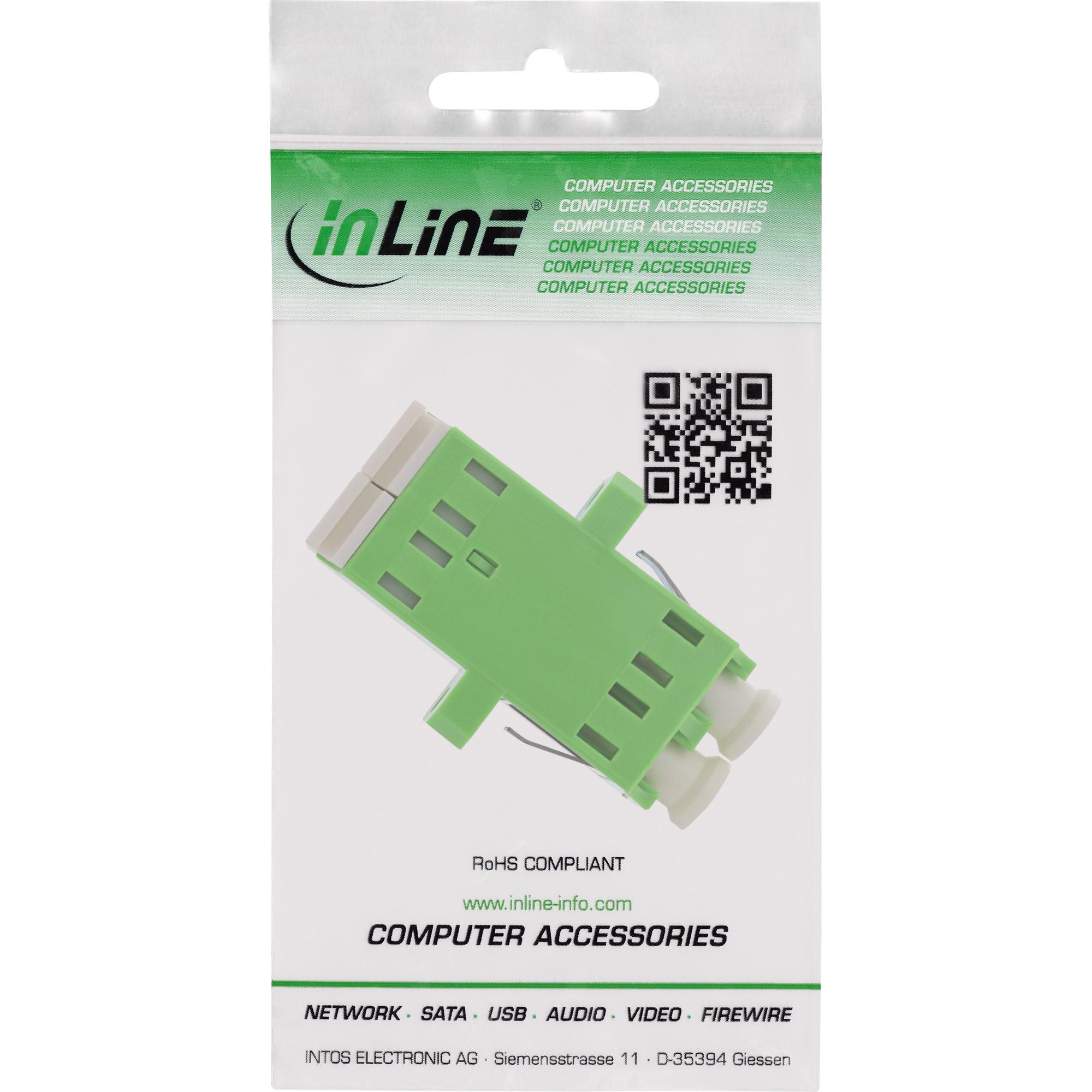 Accoppiatore per fibra ottica - duplex LC-LC - monomodale - verde - manicotto in ceramica - per installazione - LC - f