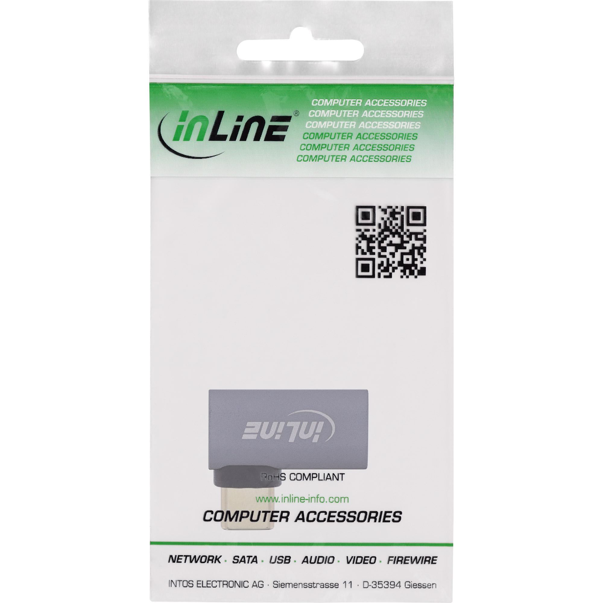 InLine Adattatore USB4 spina/presa USB-C angolata a destra/sinistra grigio