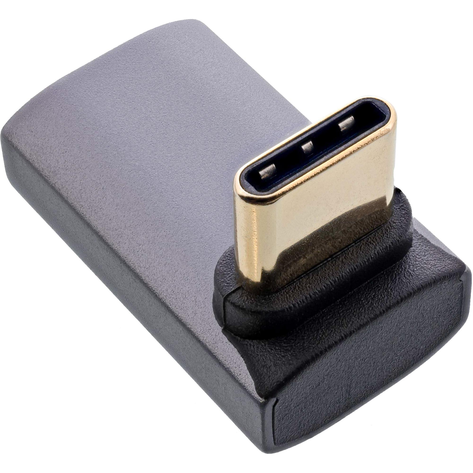 InLine Adattatore USB4 spina/presa USB-C angolata sopra/sotto grigio