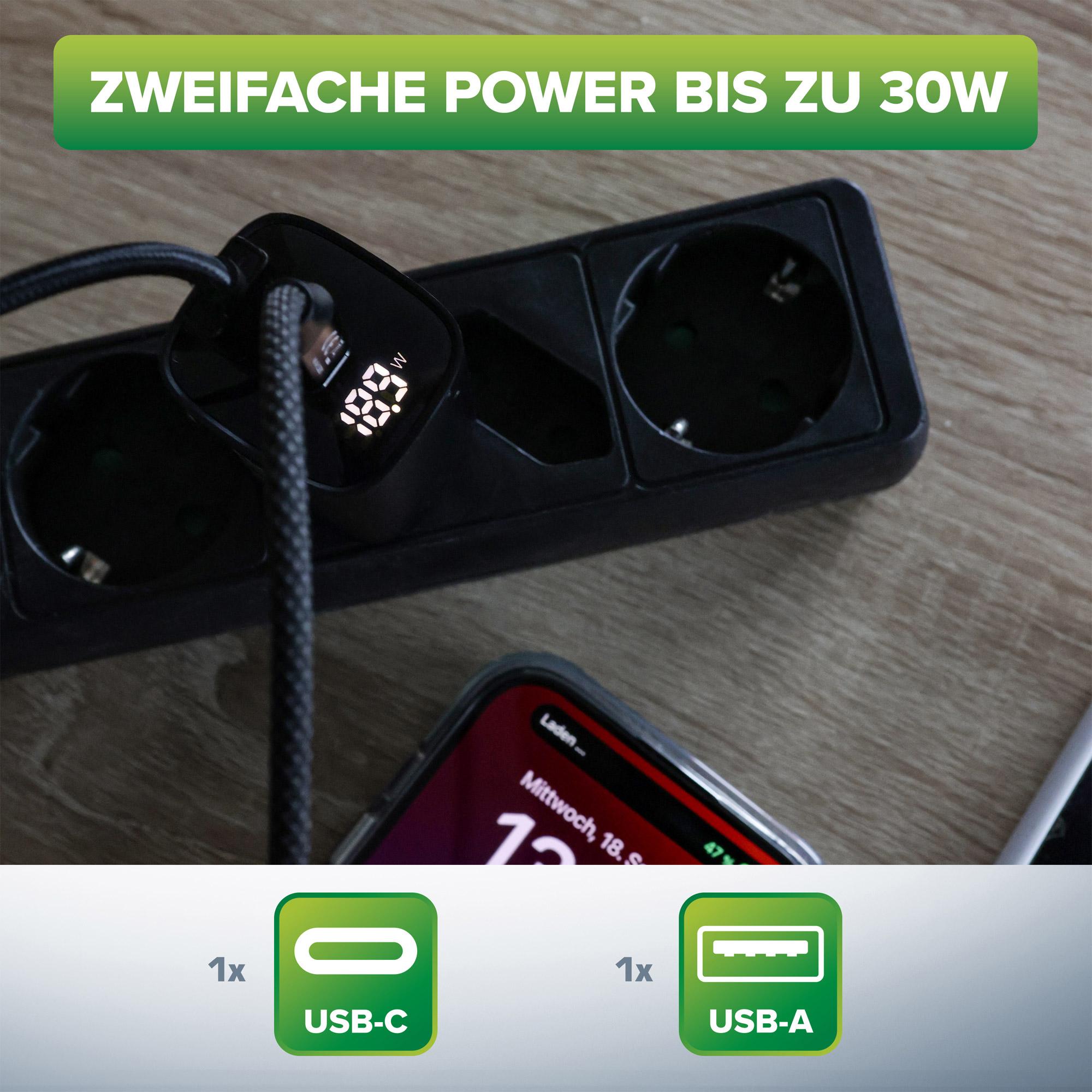 InLine Alimentatore USB PD caricatore GaN 2 porte USB-C USB-A 30W display
