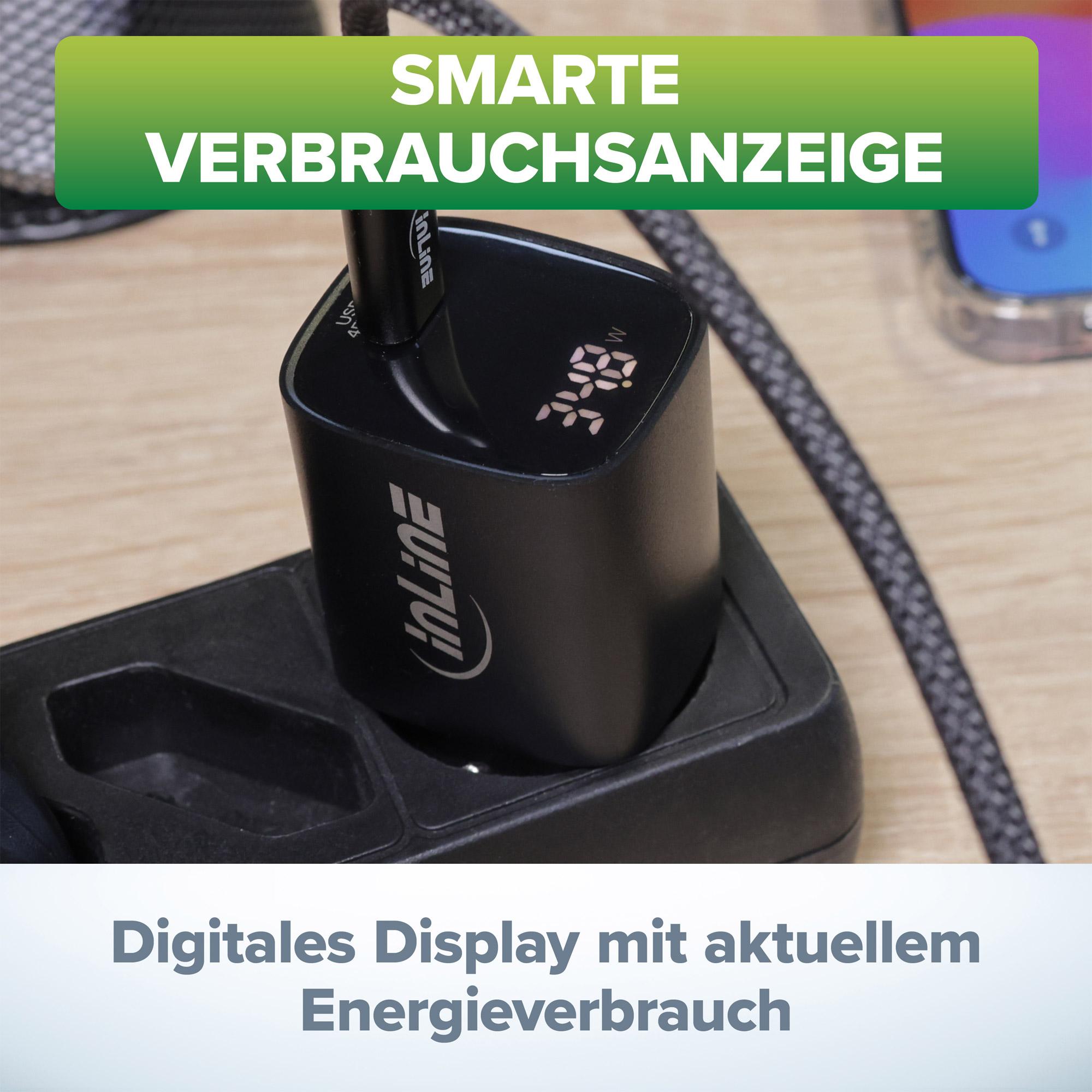 InLine Alimentatore USB PD caricatore GaN 1 porte USB-C 45W con display