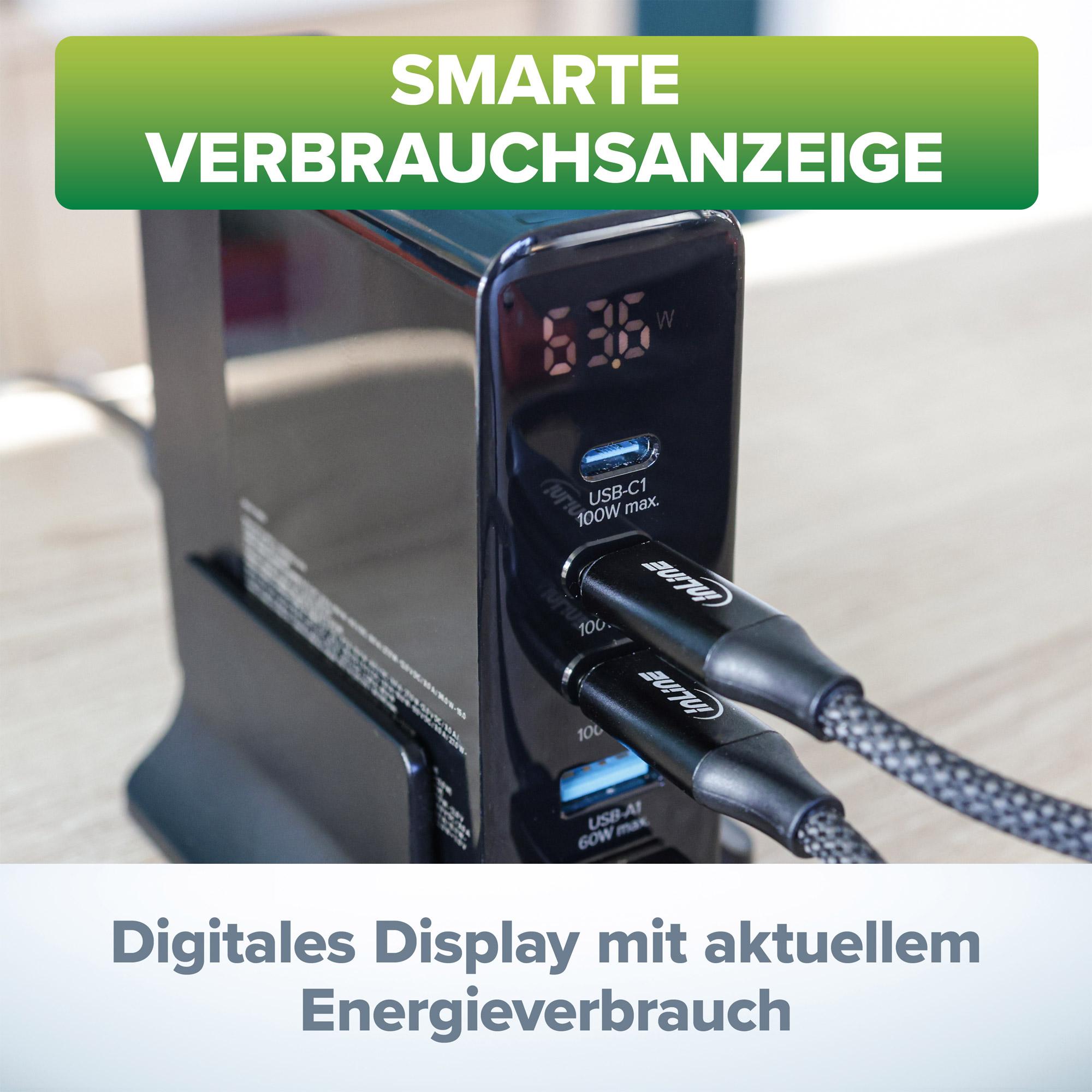 InLine Alimentatore USB PD caricatore GaN 5 porte USB-CUSB-A 140W display