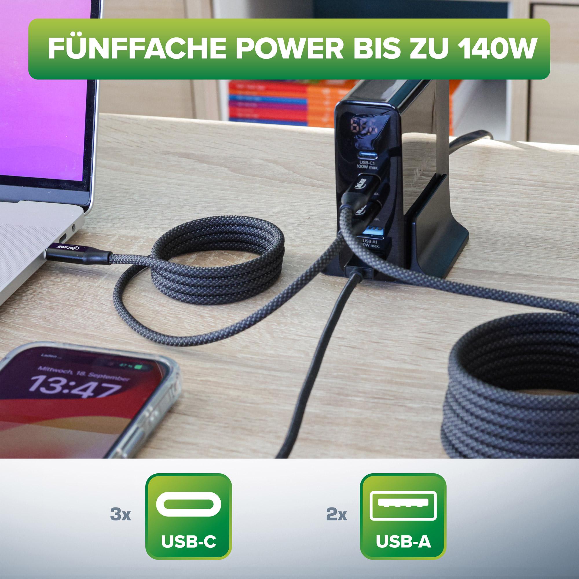 InLine Alimentatore USB PD caricatore GaN 5 porte USB-CUSB-A 140W display