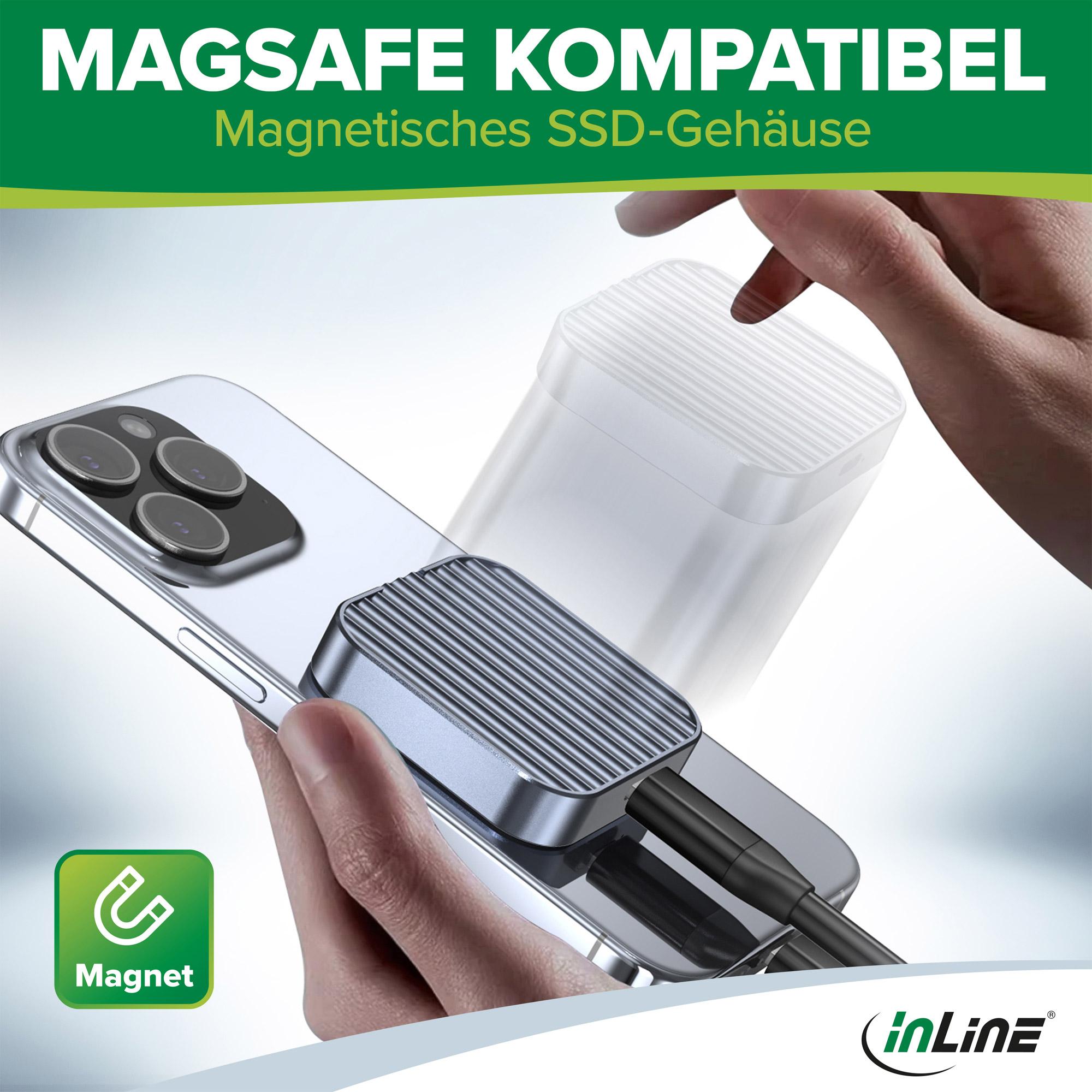 InLine Clip Case - Custodia magnetica USB-C per SSD SATA III e NVMe M.2