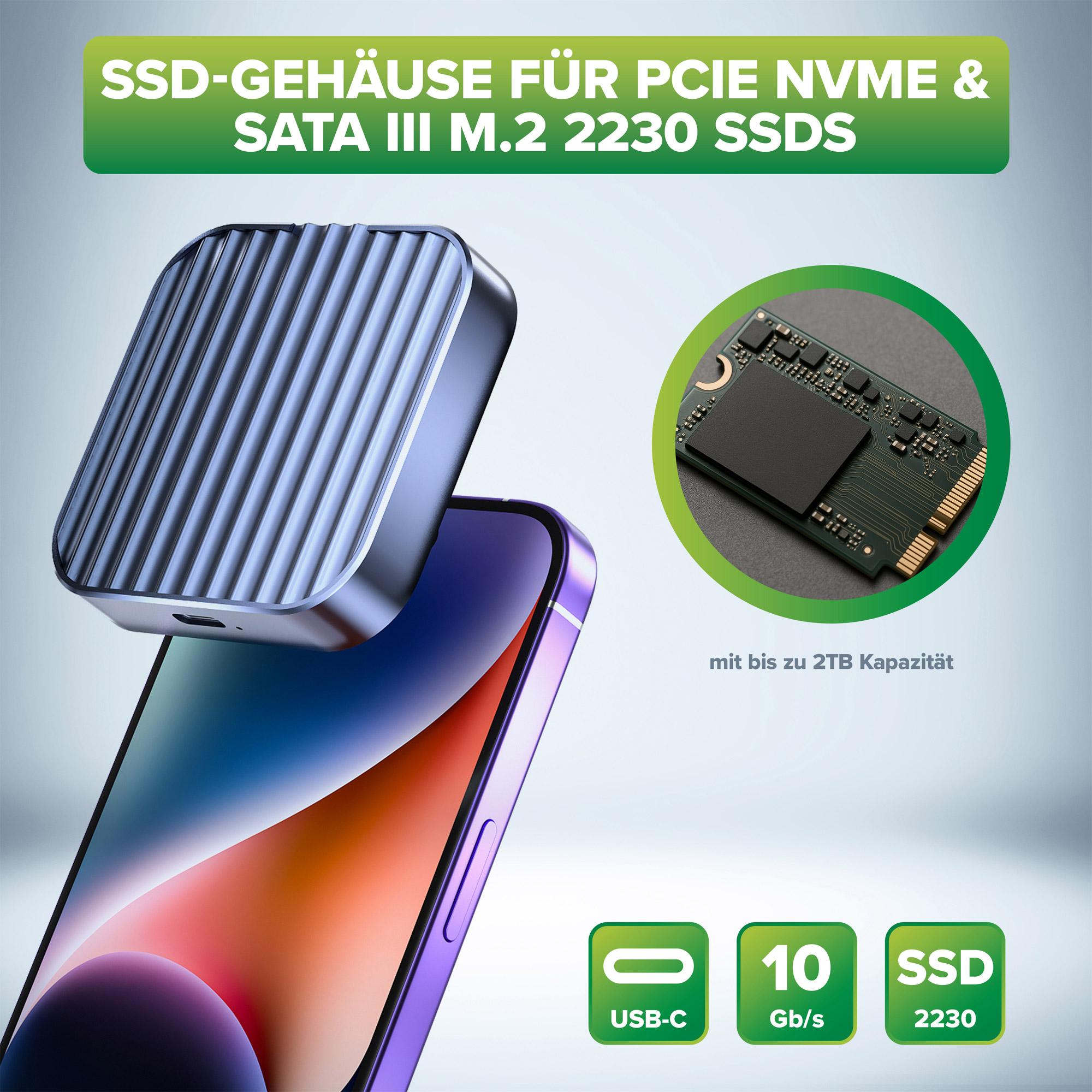 InLine Clip Case - Custodia magnetica USB-C per SSD SATA III e NVMe M.2
