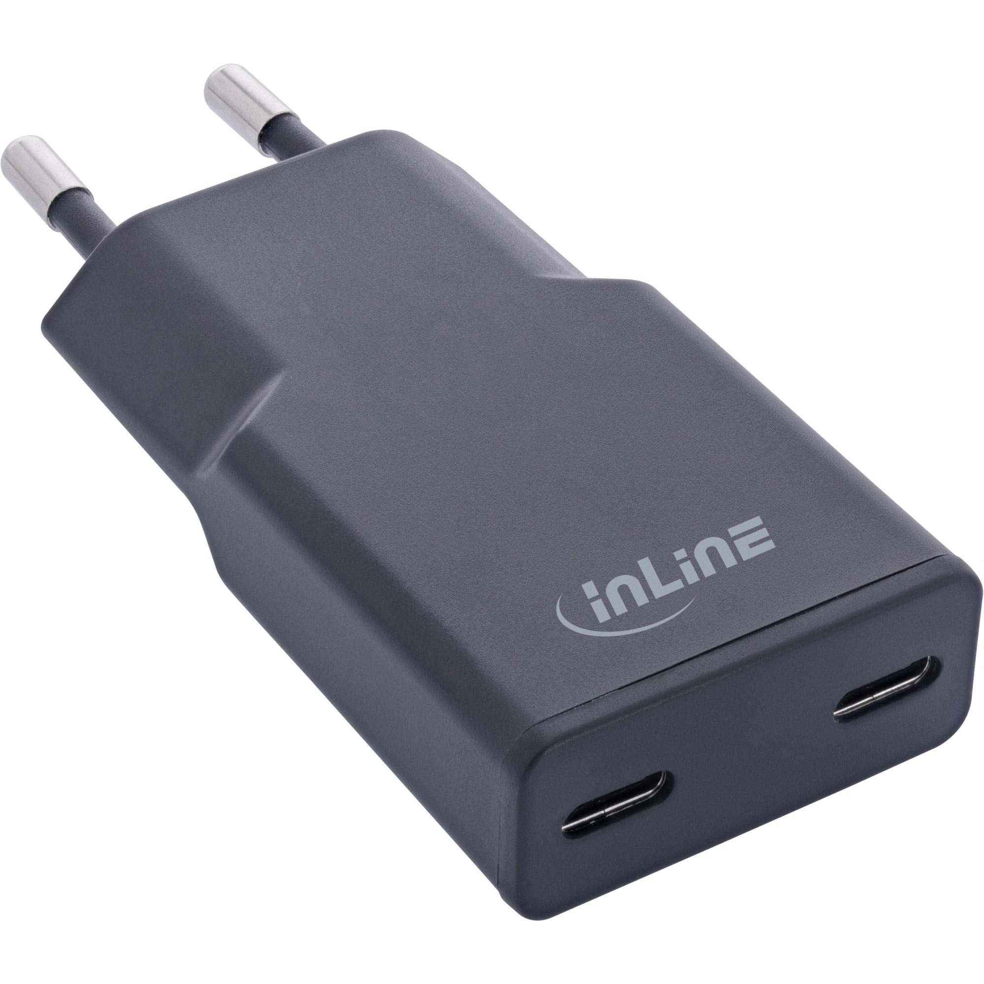 InLine Caricatore di alimentazione USB Dual USB-C PD PPS 30W nero