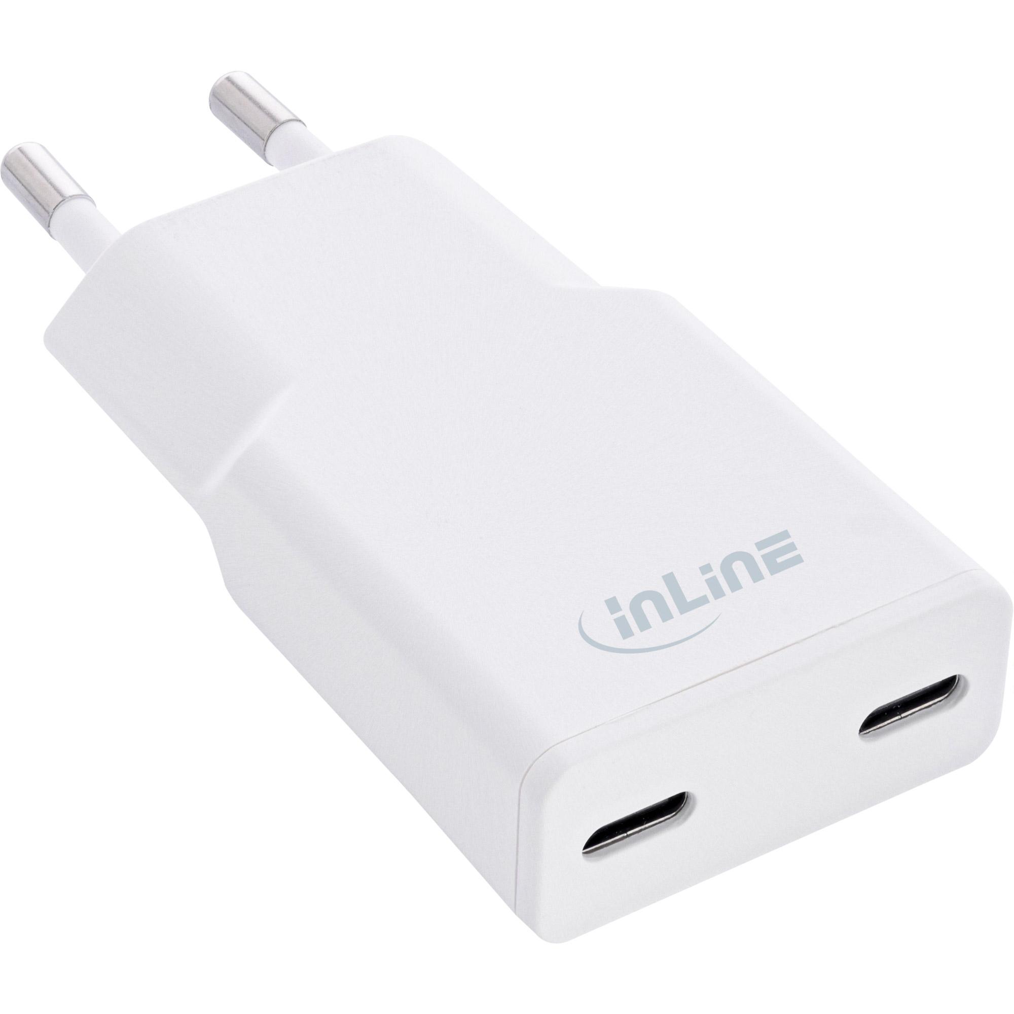 InLine Caricatore di alimentazione USB Dual USB-C PD PPS 30W bianco