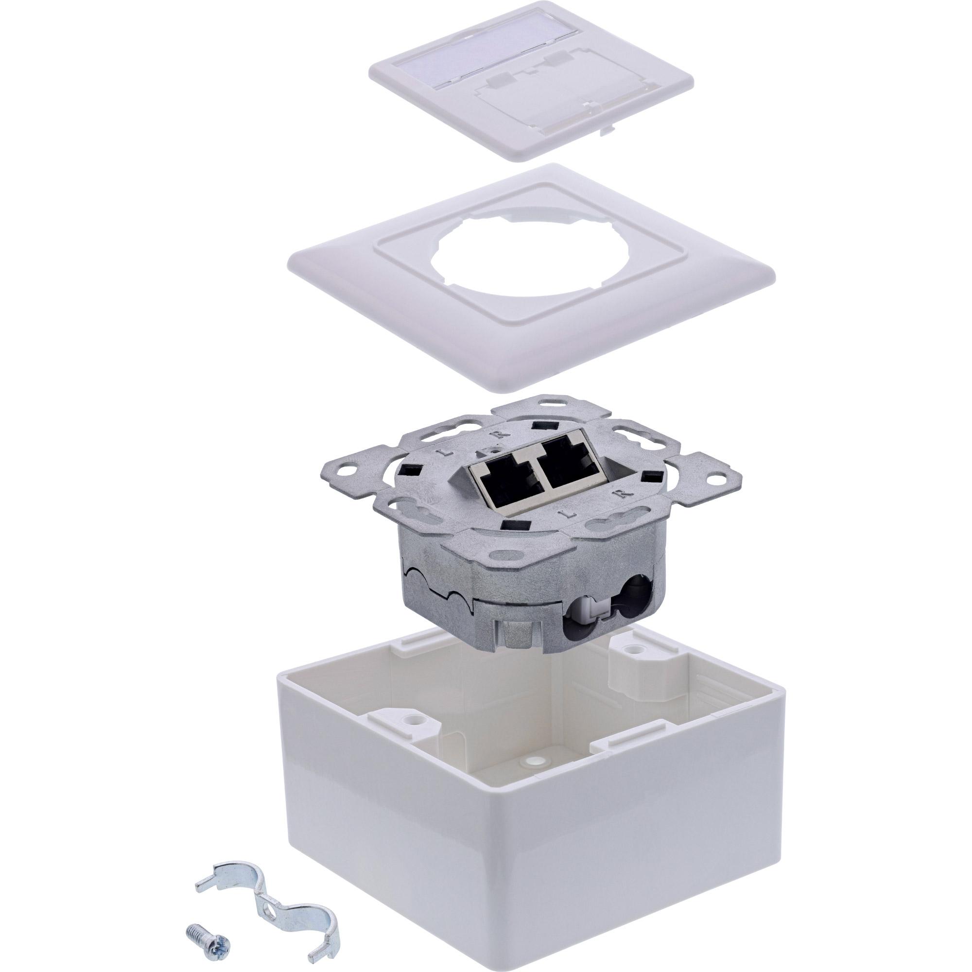 InLine 76842A presa energia 2 x RJ-45 Bianco