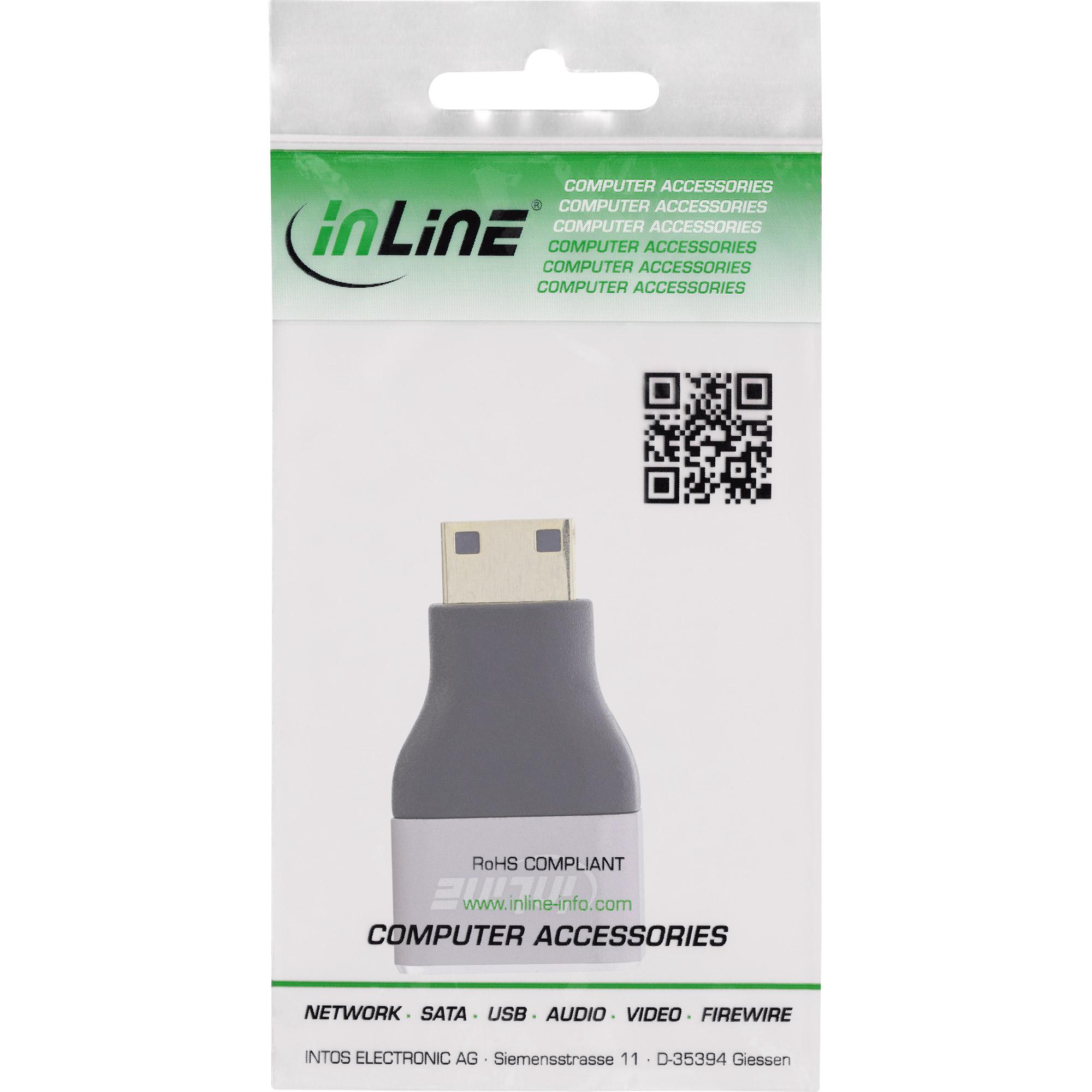 InLine 17991C adattatore per inversione del genere dei cavi HDMI A Mini HDMI C Nero Grigio
