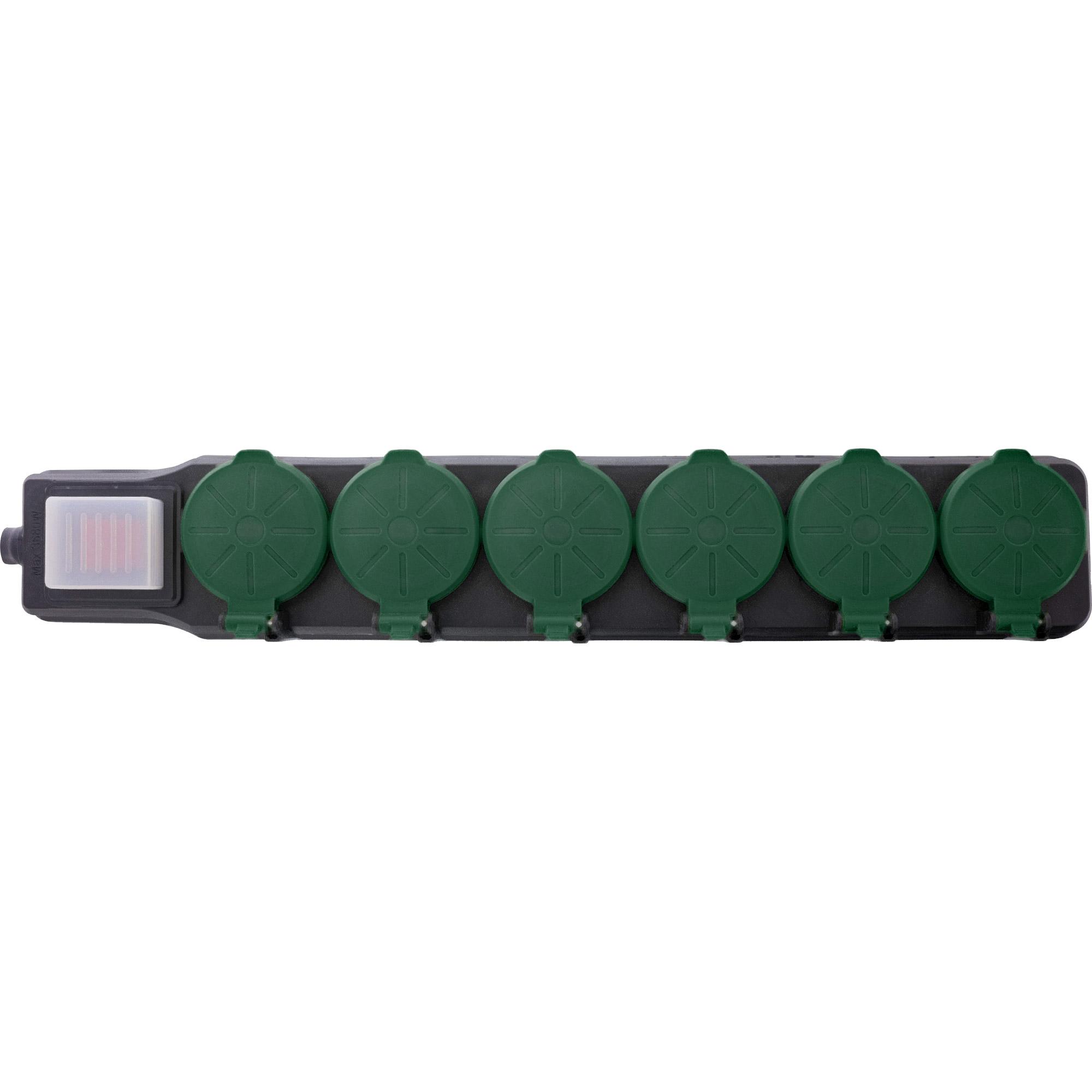 InLine 16496T prolunghe e multiple 10 m 6 presa(e) AC Interno/esterno Nero, Verde