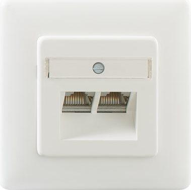 â€¢ Cat.6A ClassEA iso-Anschlussdose, geschirmt, 2-fach, mit ZentralstÃ¼ck und Abdeckplatte, abbrechbarer Tragring fÃ¼r