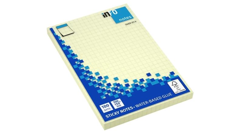 Blocco note globali inFO da 100 foglietti adesivi con griglia 150 x 100 mm - Certificazione FSC - Colore giallo