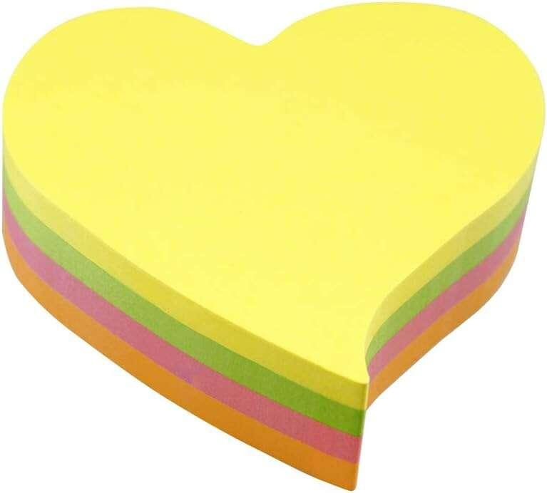 Global Notes inFO Cubo da 200 foglietti adesivi a forma di cuore 68 x 68 mm - Colori verde rosa giallo e arancione