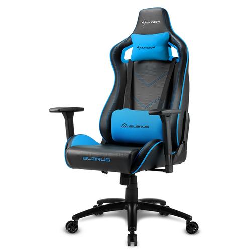 SHARKOON ELBRUS 2 sedia da gioco nero/blu (pelle sintetica, telaio in acciaio, braccioli 3d, schiuma)