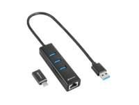 Sharkoon 4044951037575 replicatore di porte e docking station per laptop Wireless USB 3.2 Gen 1 [3.1 Gen 1] Type-C Nero (HUB 3X