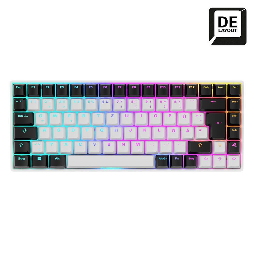 Sharkoon SKILLER SGK50 S3 tastiera USB QWERTY Tedesco Bianco (SKILLER SGK50 S3 WHITE/GAT RED - HOT-SWAP/75 LAYOUT/SPIRALCAB) -