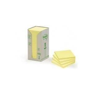 Foglietti Post-it Notes Giallo 76x76 mm carta riciclata Torre da 16 blocchetti da 100 ff - 654-1T