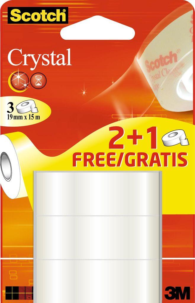 Pellicola adesiva 3M Scotch Crystal trasparente confezione conveniente di pellicole adesive da 19 mm x 15 m - 1 pezzo (6-1915P3)