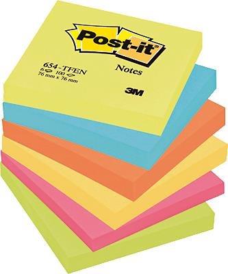 Foglietti riposizionabili Post-it Notes Energy 76x76 mm neon assortiti conf. 6 bloc. da 100 ff - 654-TFEN
